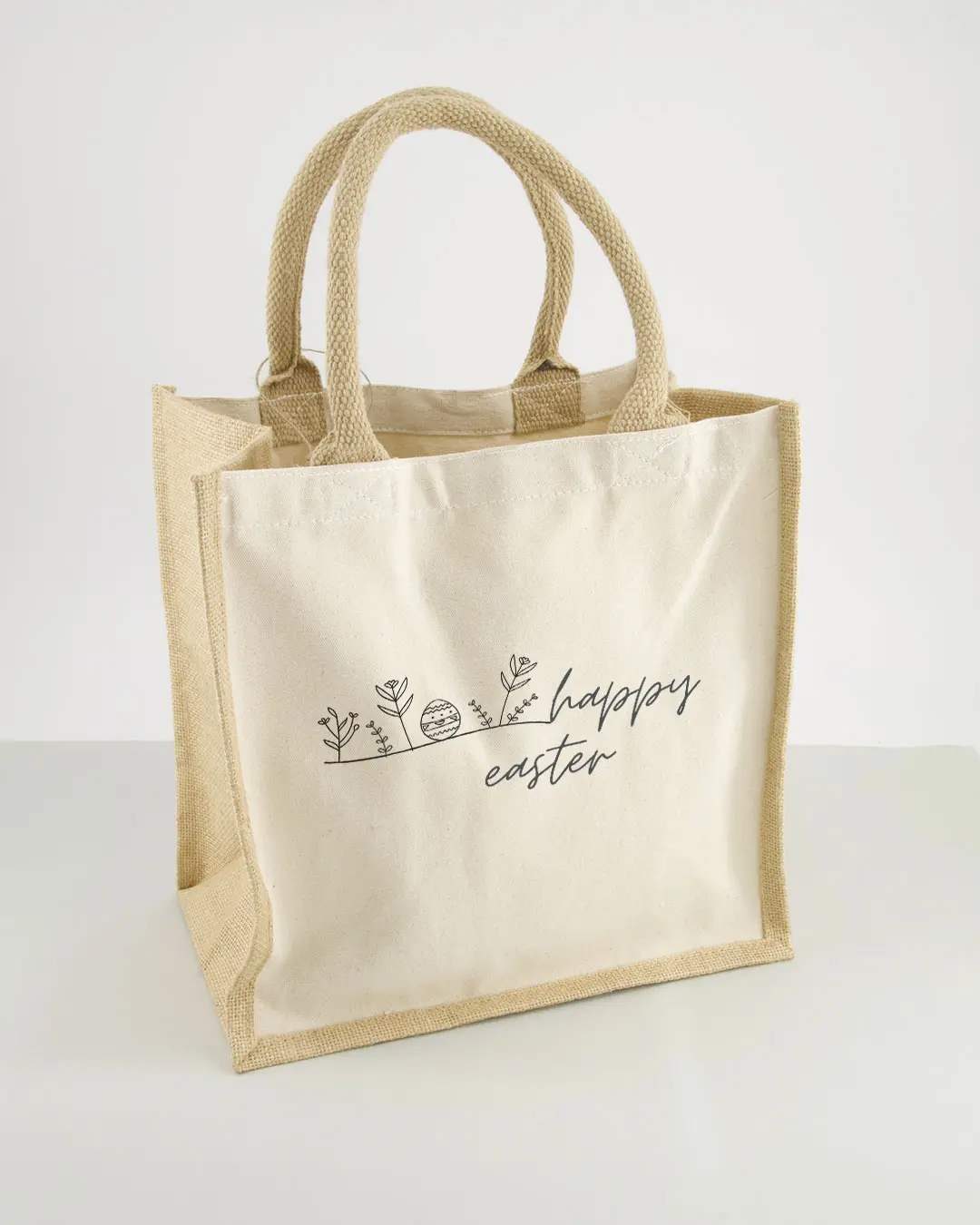 Jutetasche WM421 mit Happy Easter Plottermotiv