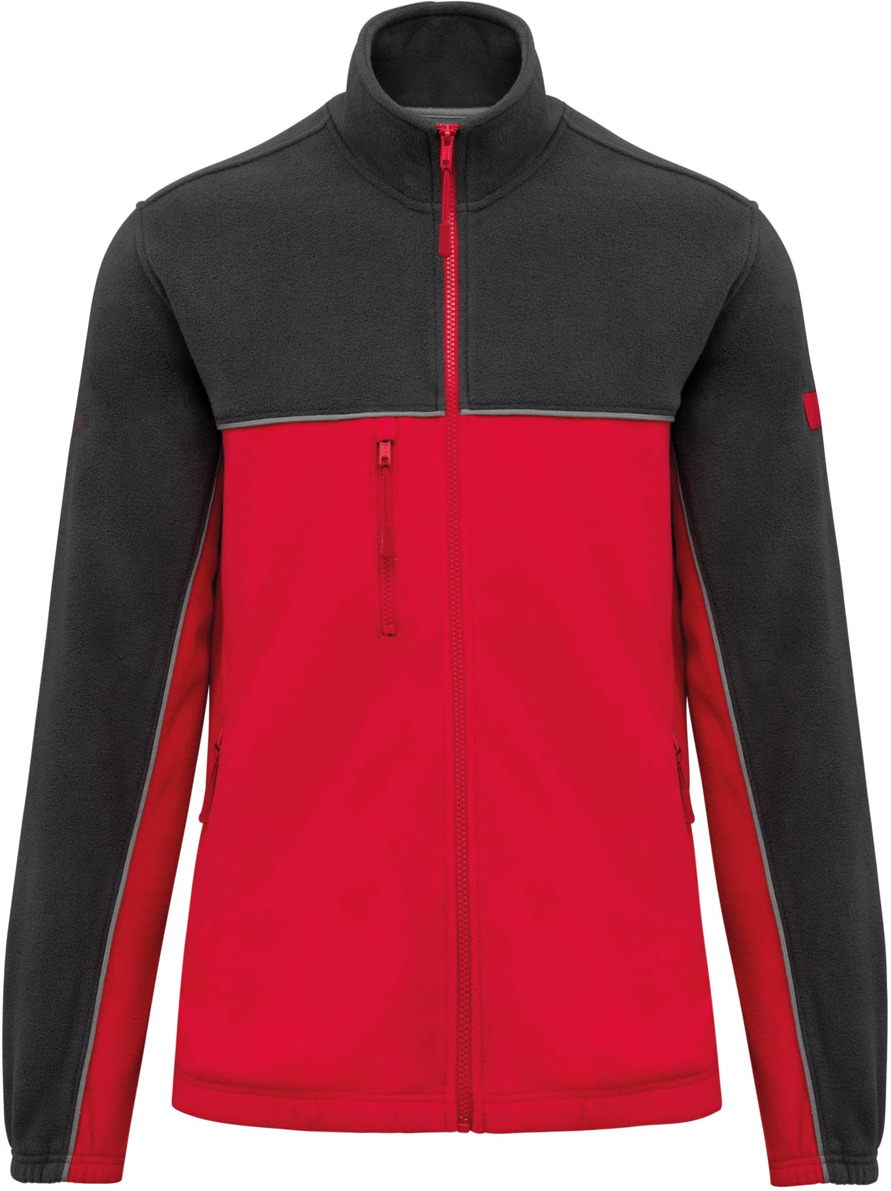 Zweifarbige, umweltfreundliche Unisex-Fleecejacke
