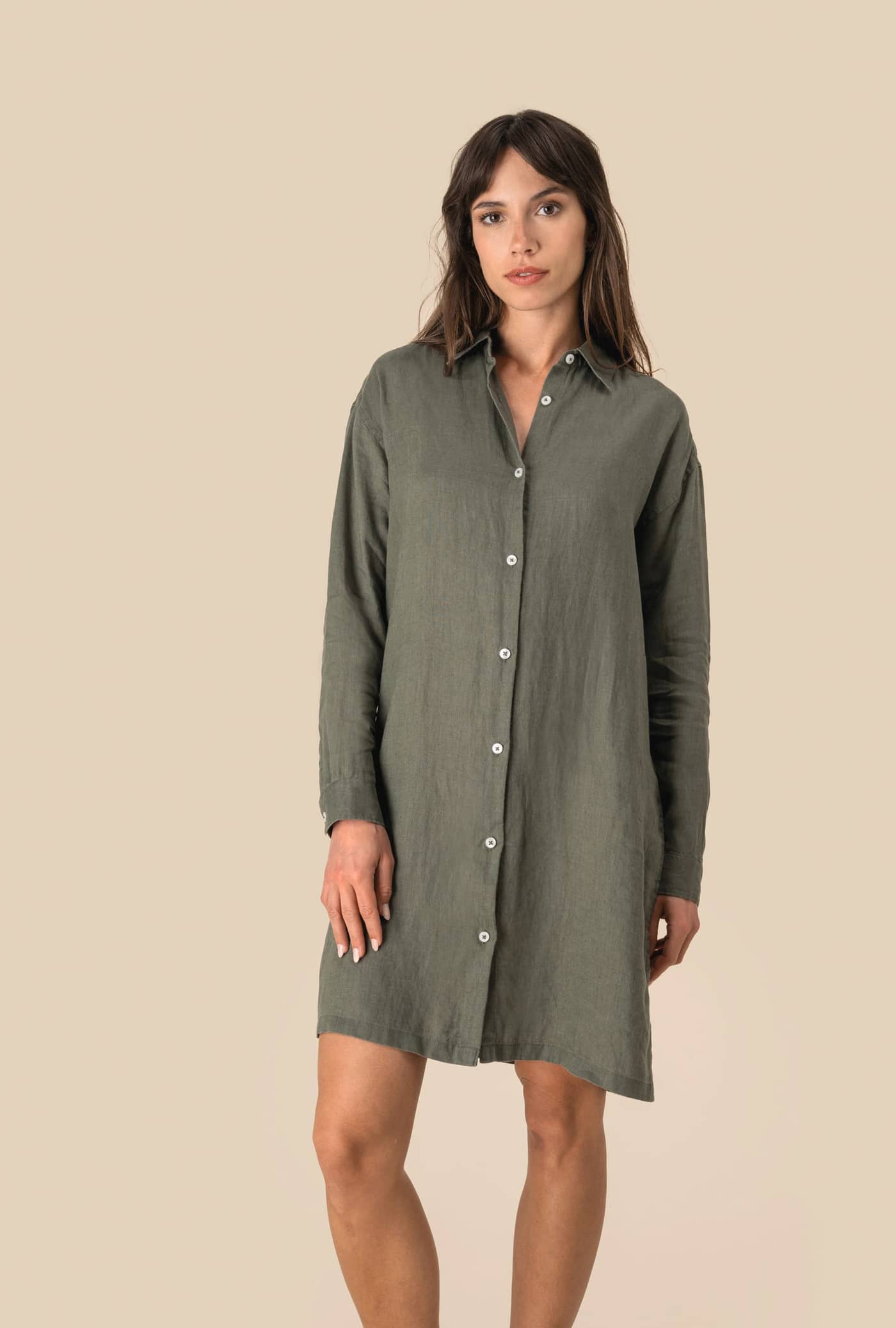 Hemdblusenkleid aus Leinen für Damen