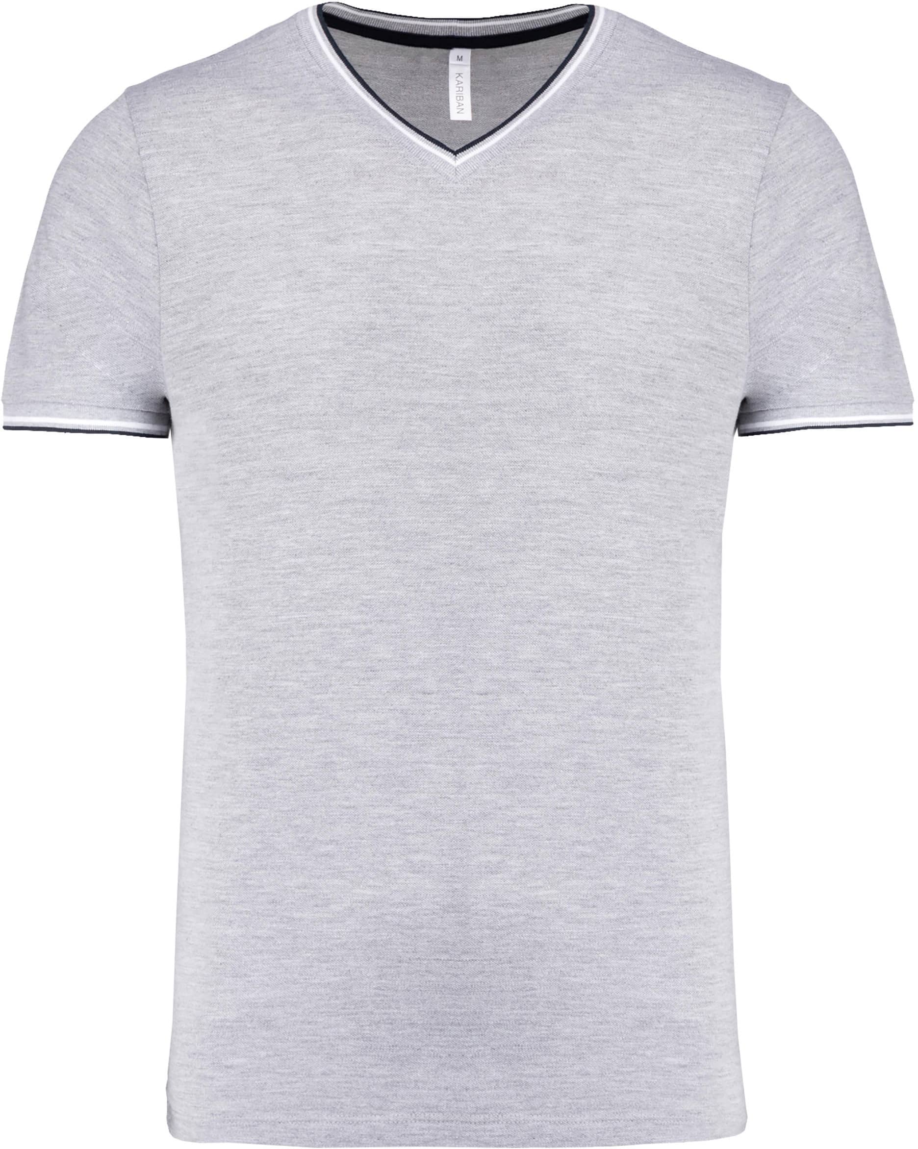 T-Shirt aus Piqué-Trikot mit V-Ausschnitt für Herren