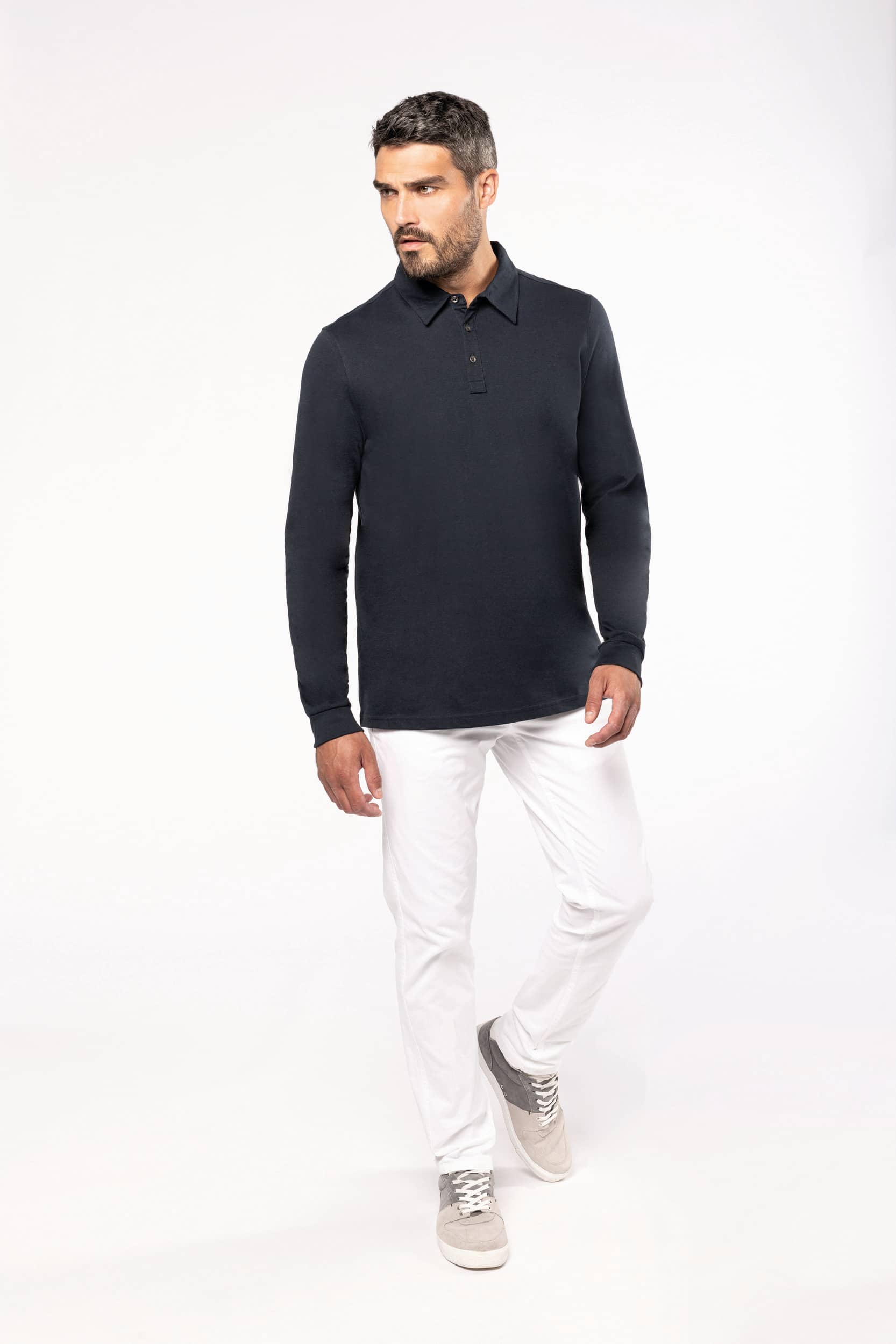 Langarm-Polohemd für Herren aus Jersey