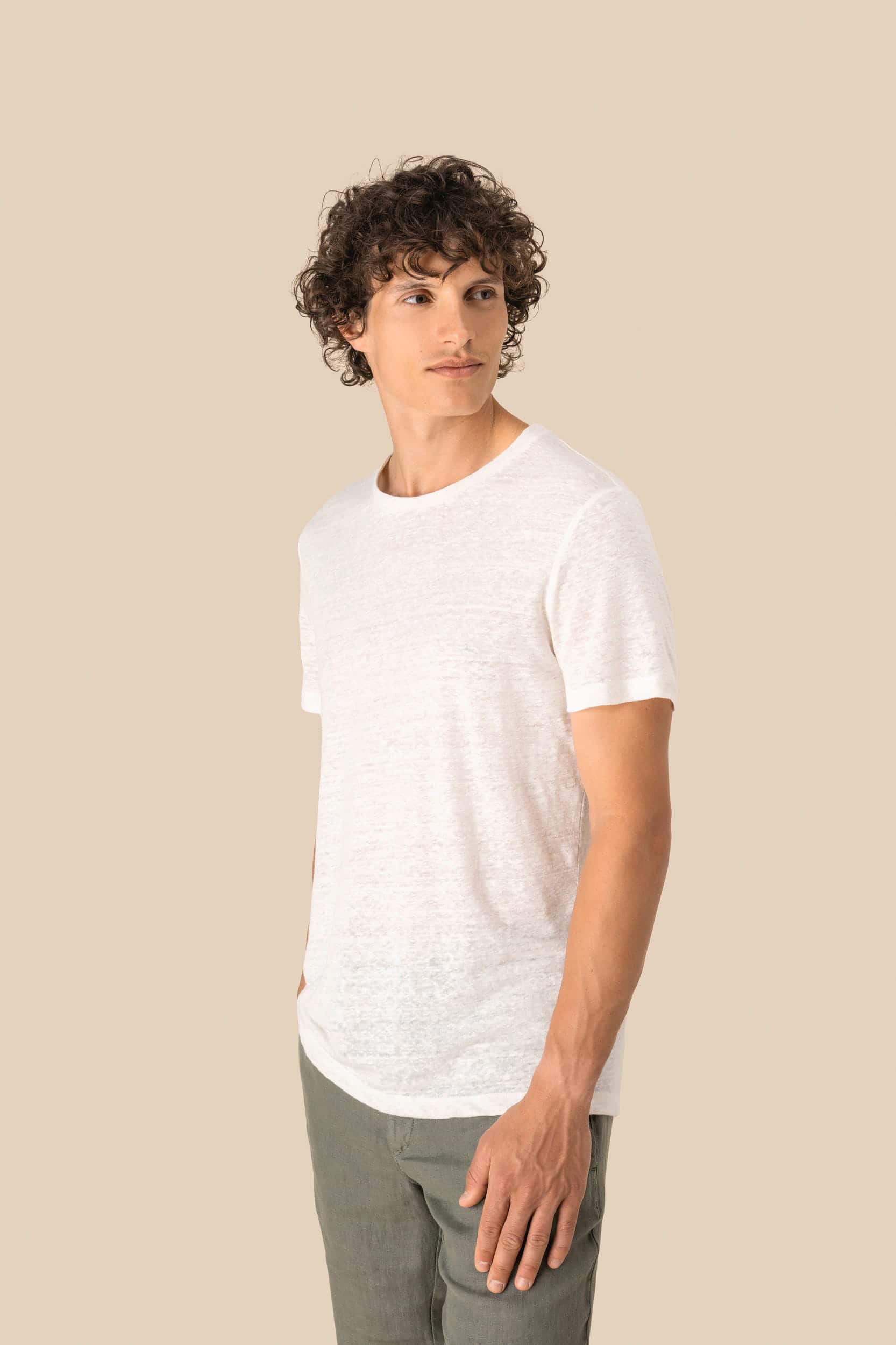 Herren-T-Shirt aus Leinen mit Rundhalsausschnitt