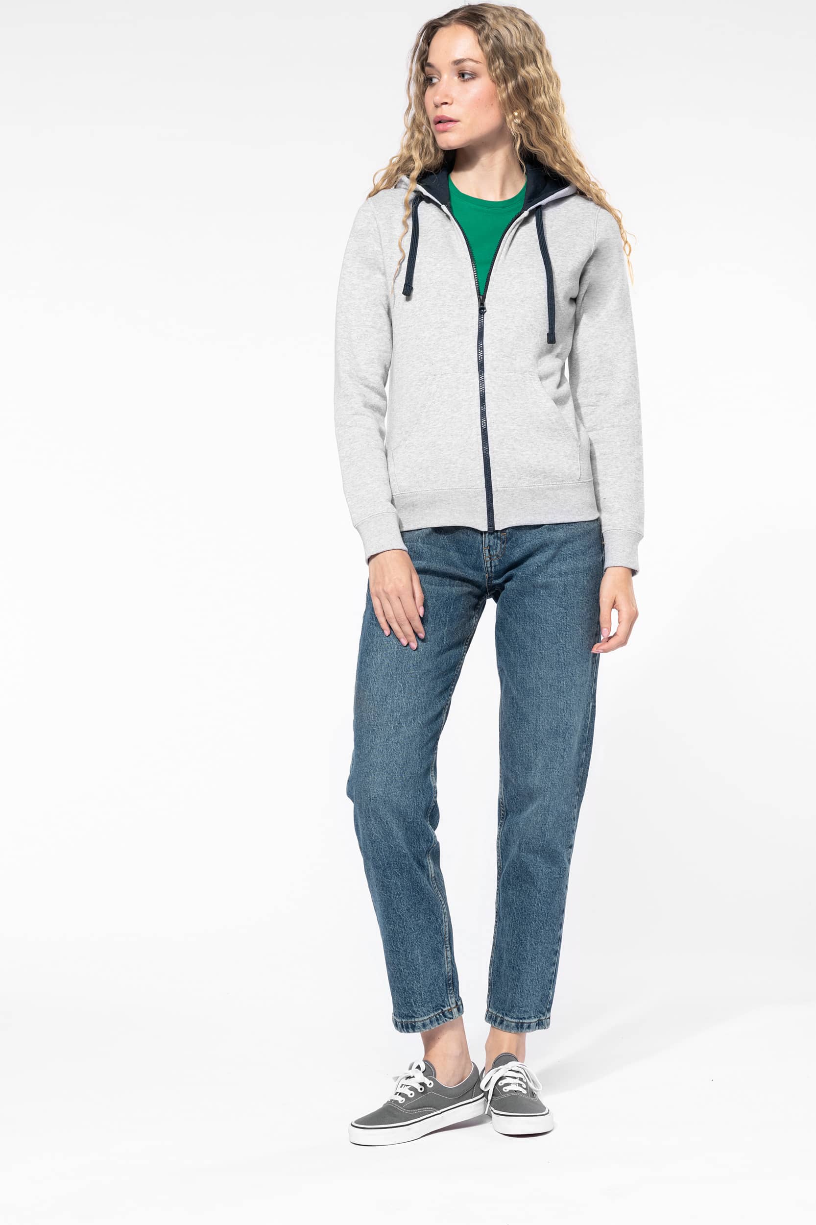 Damen-Kapuzensweatshirt Bicolor mit Reißverschluss
