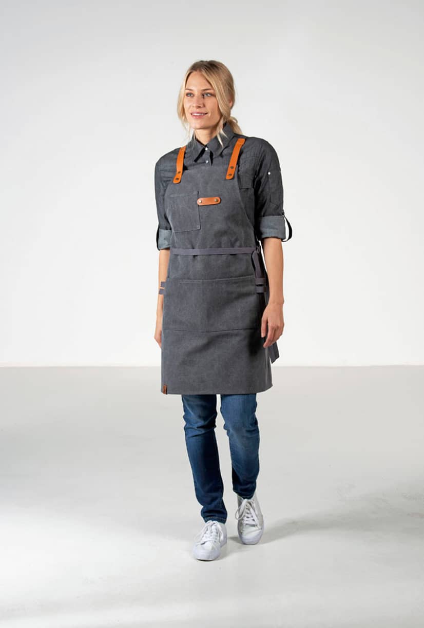 Latzschürze Canvas mit Zier-Label