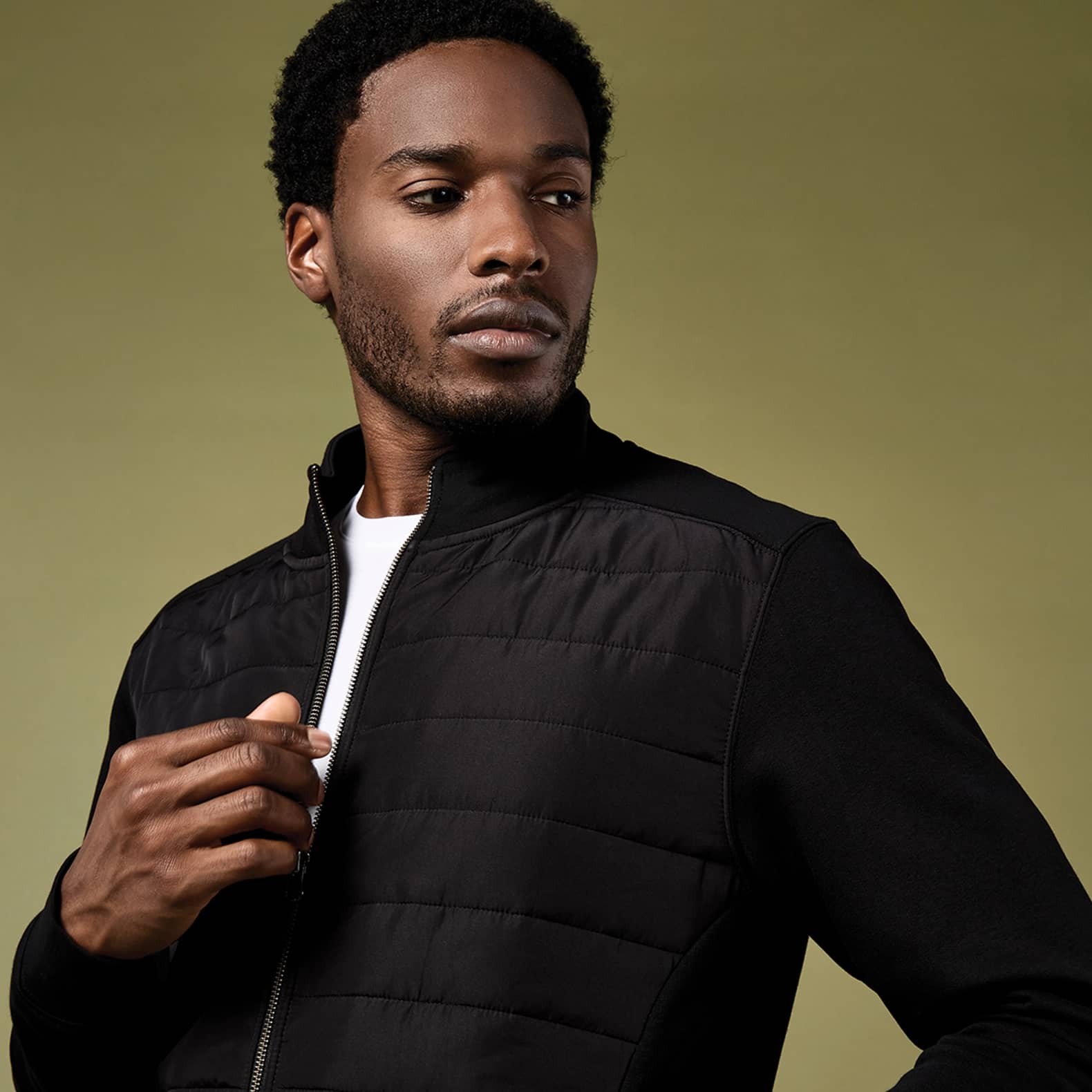 Regular Fit Quilted Full Zip Sweatshirt