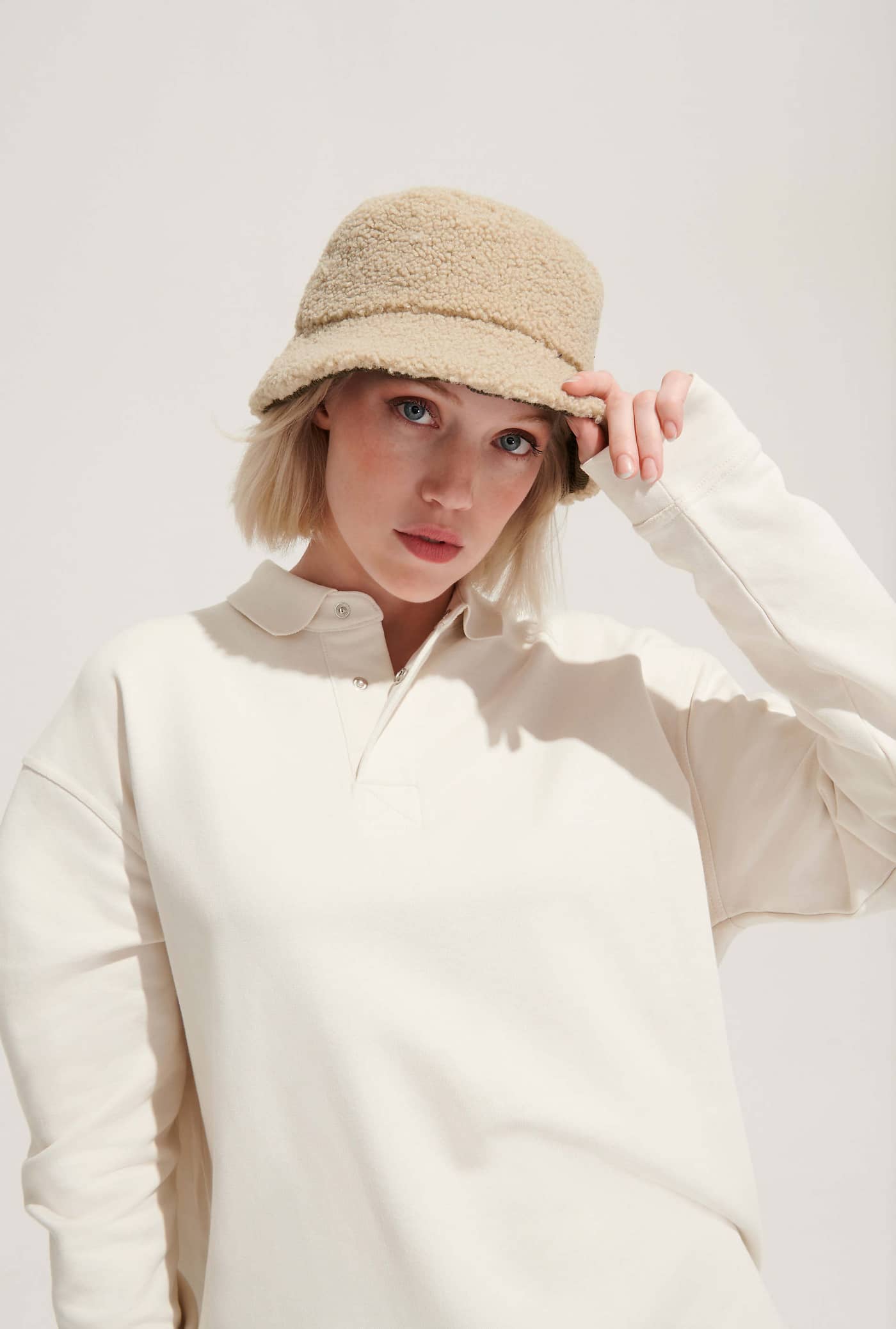 Reversible Sherpa And Velvet Bucket Hat