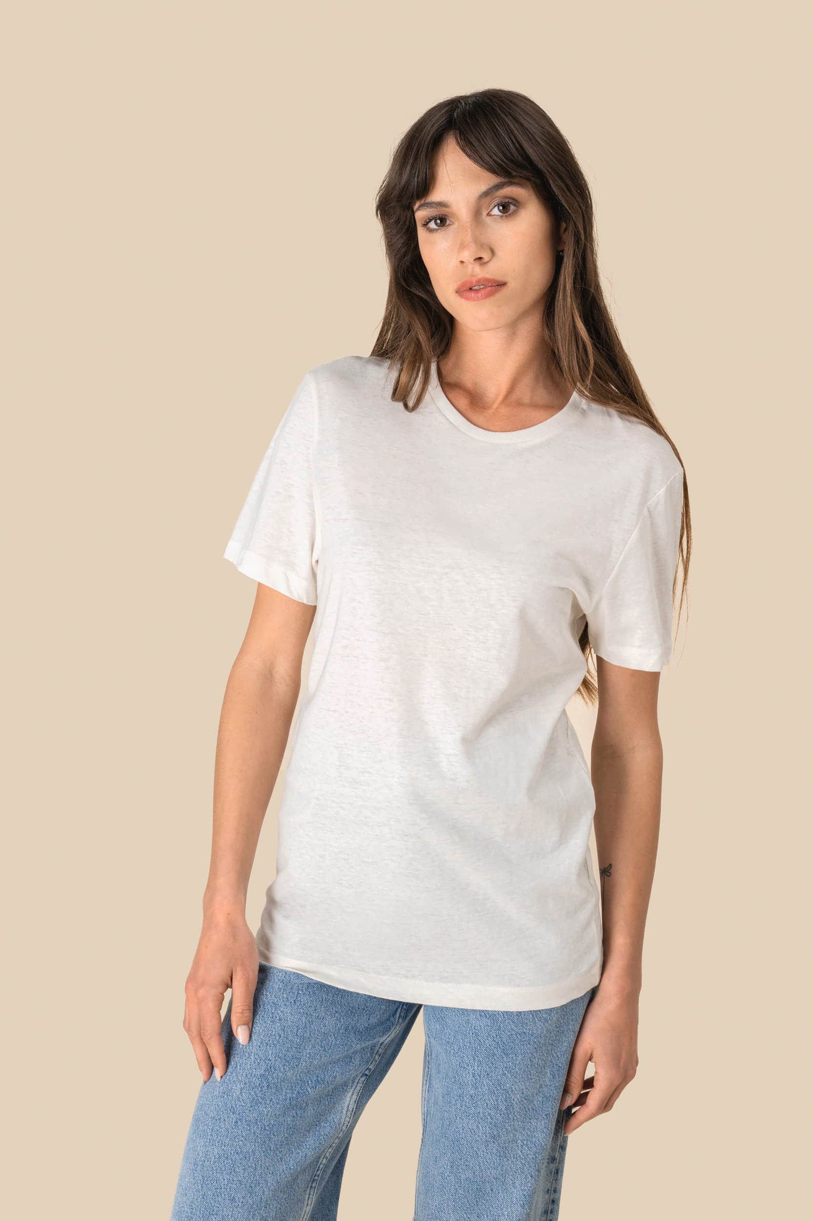 Umweltfreundliches Unisex-T-Shirt aus Biobaumwolle und Leinen