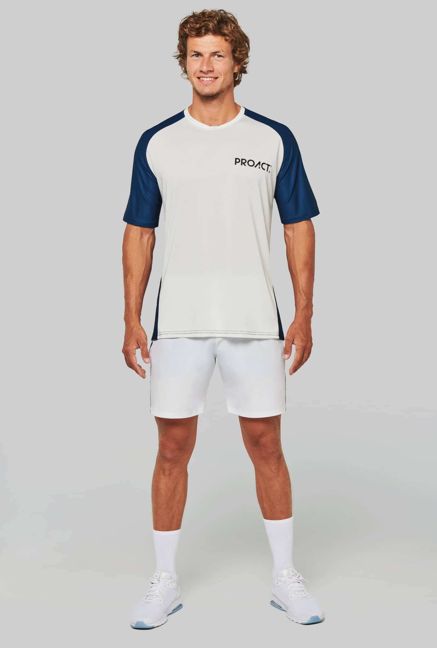Zweifarbiges Padel Herren-T-Shirt mit Raglanärmeln