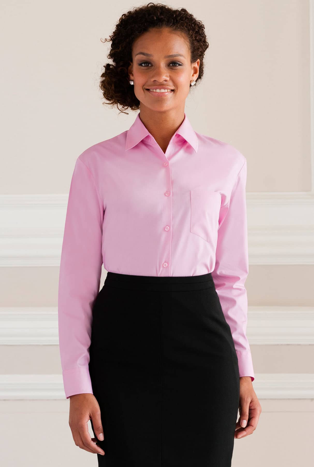 Ladies' Long Sleeve Classic Pure Cotton Poplin Shirt
