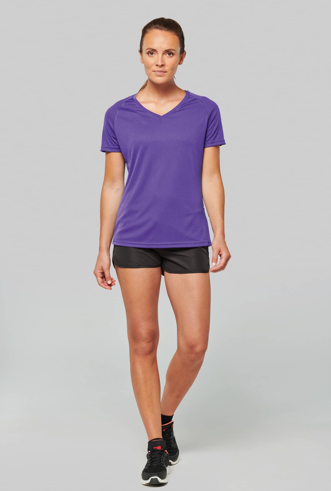 Damen Kurzarm-Sportshirt mit V-Ausschnitt