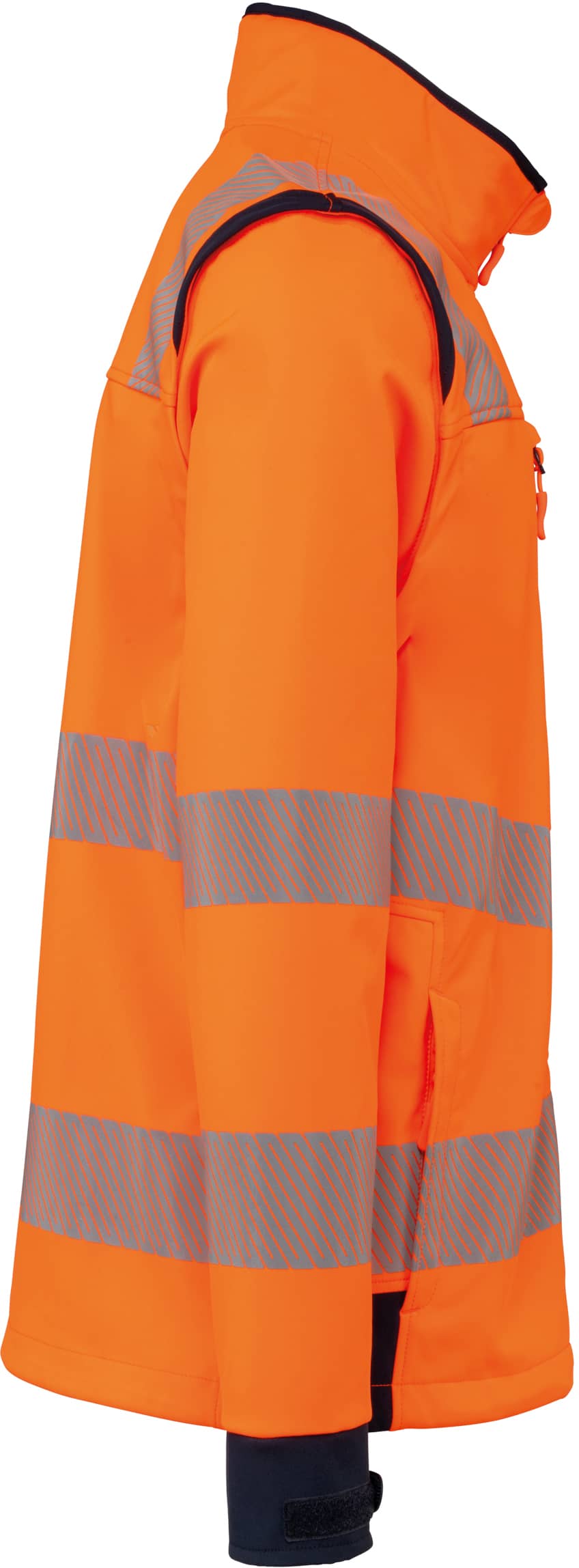 Recycelte Safety Softshell-Jacke mit abnehmbaren Ärmeln