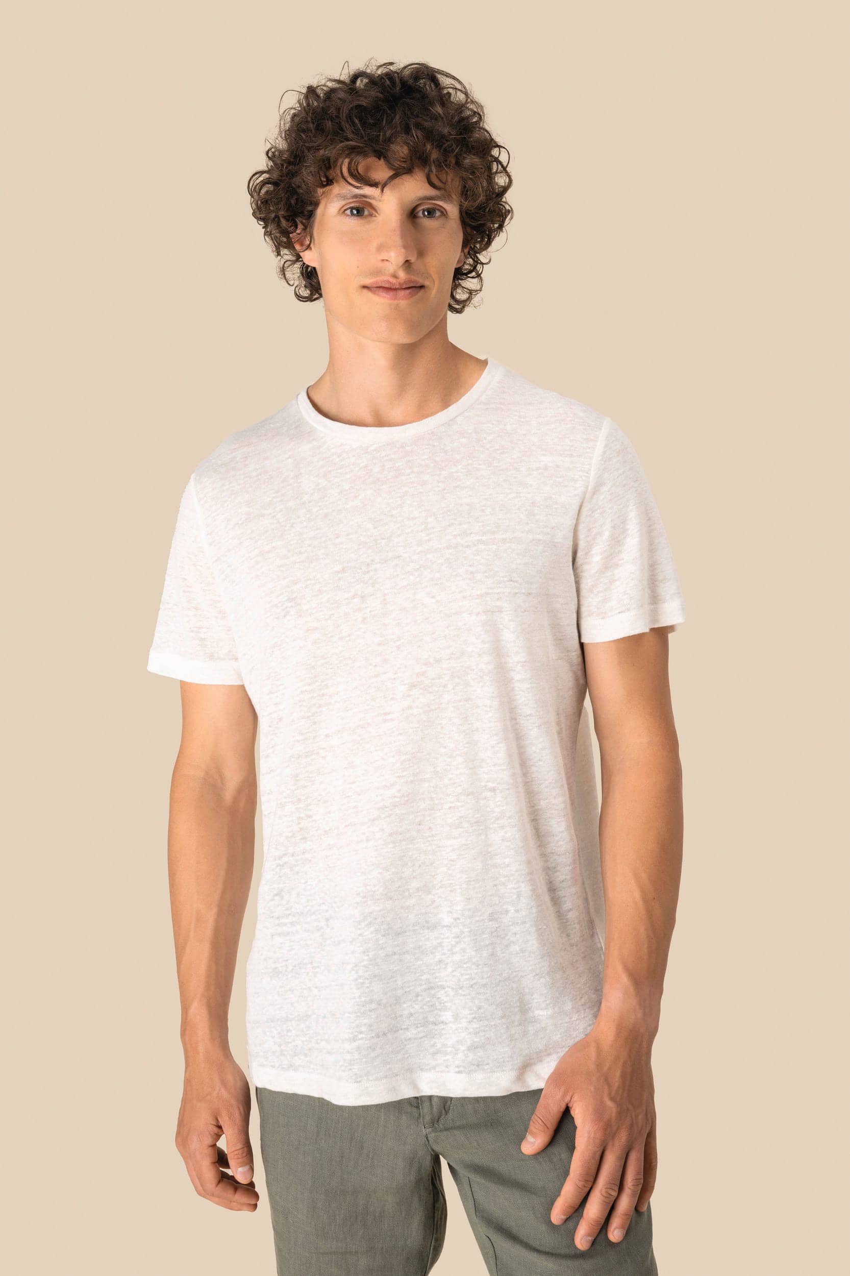 Herren-T-Shirt aus Leinen mit Rundhalsausschnitt
