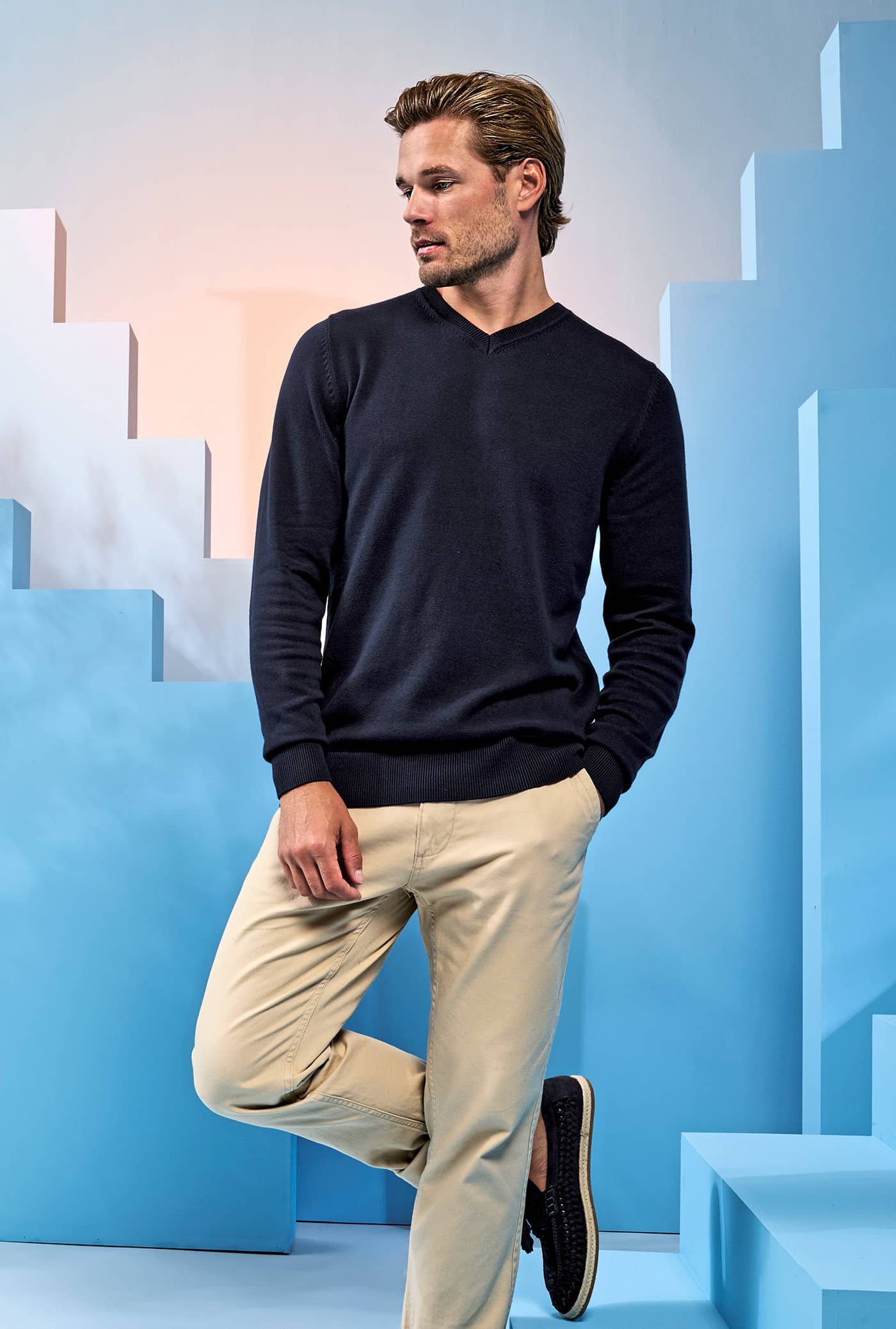 Men´s Cotton Blend V Neck Sweater