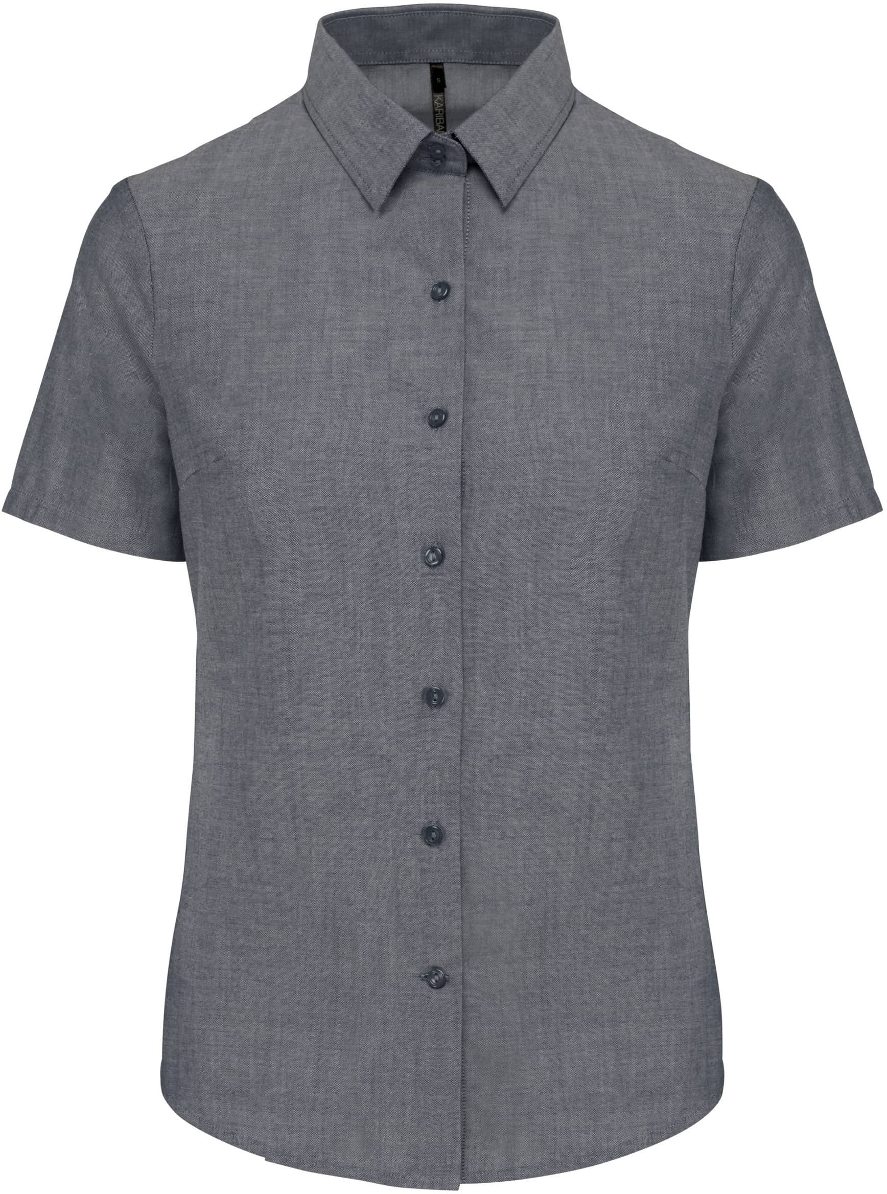 Damen Oxford Kurzarmbluse