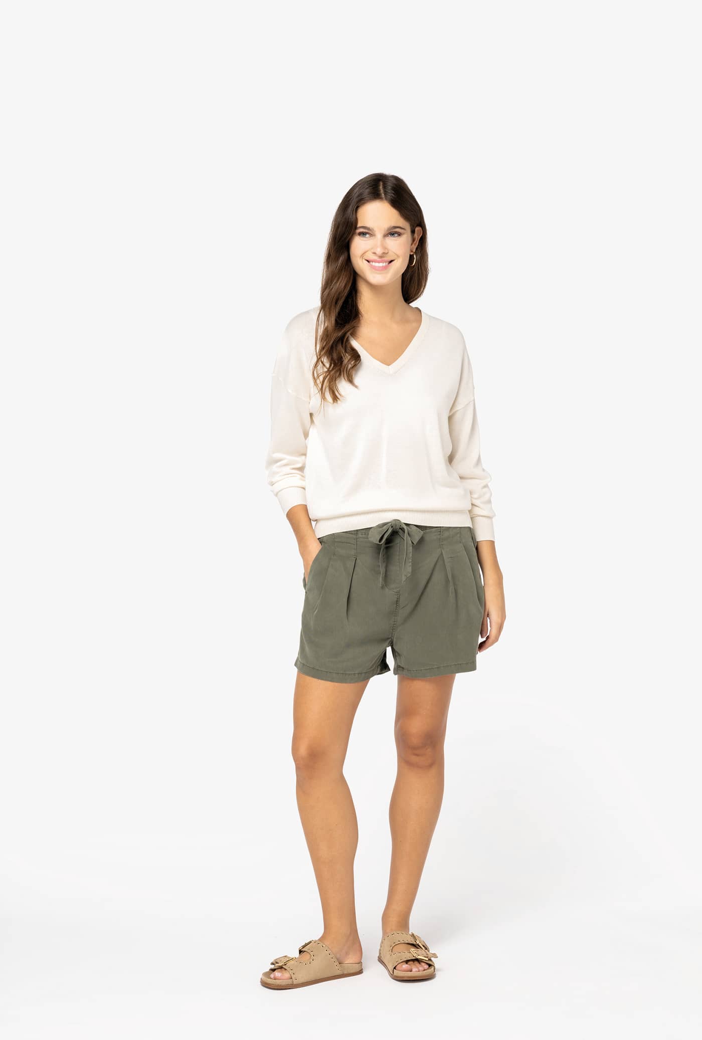 Umweltfreundliche ausgewaschene Damenshorts aus Lyocell