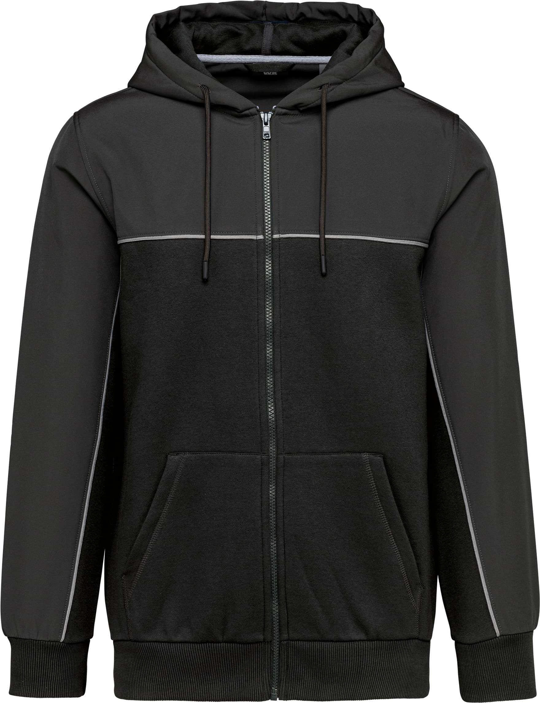 Umweltfreundliche, zweifarbige Molton-Kapuzenjacke mit Reißverschluss, Unisex