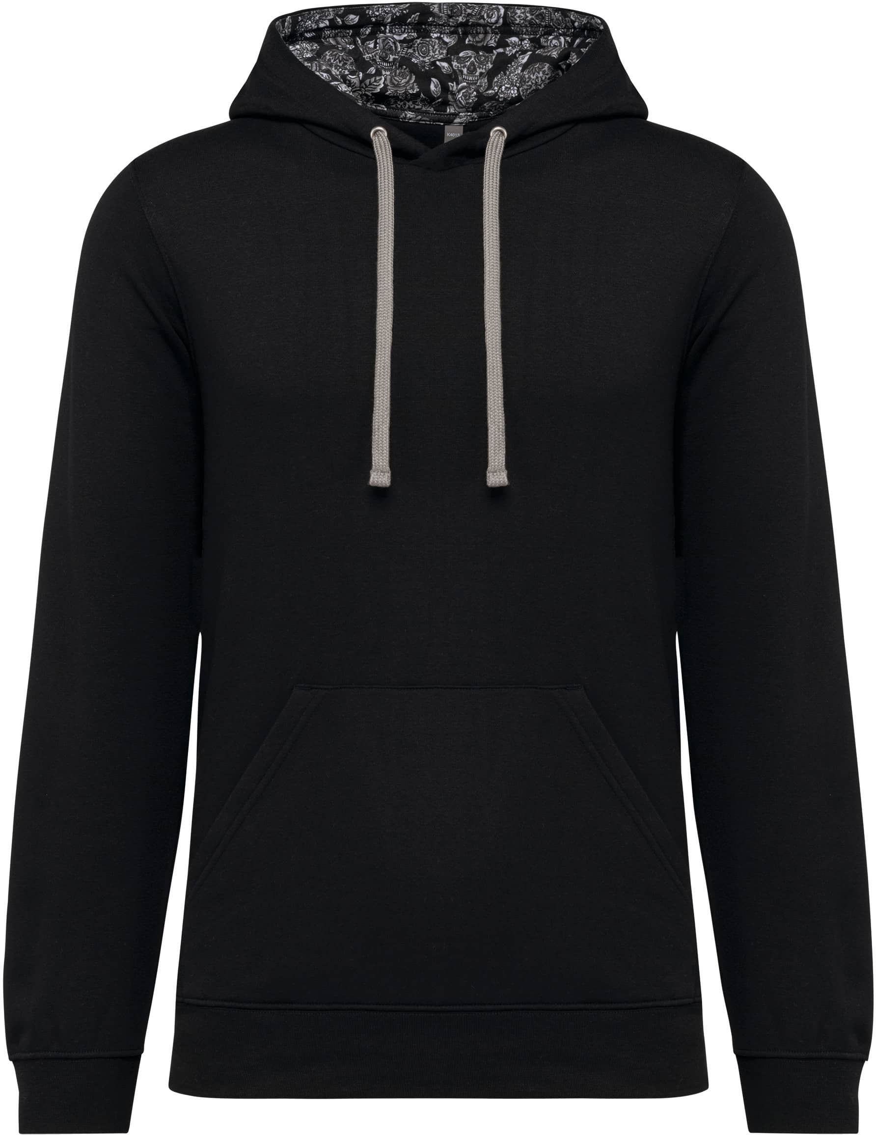 Unisex-Kapuzensweatshirt mit kontrastfarbener Kapuze und Motiven