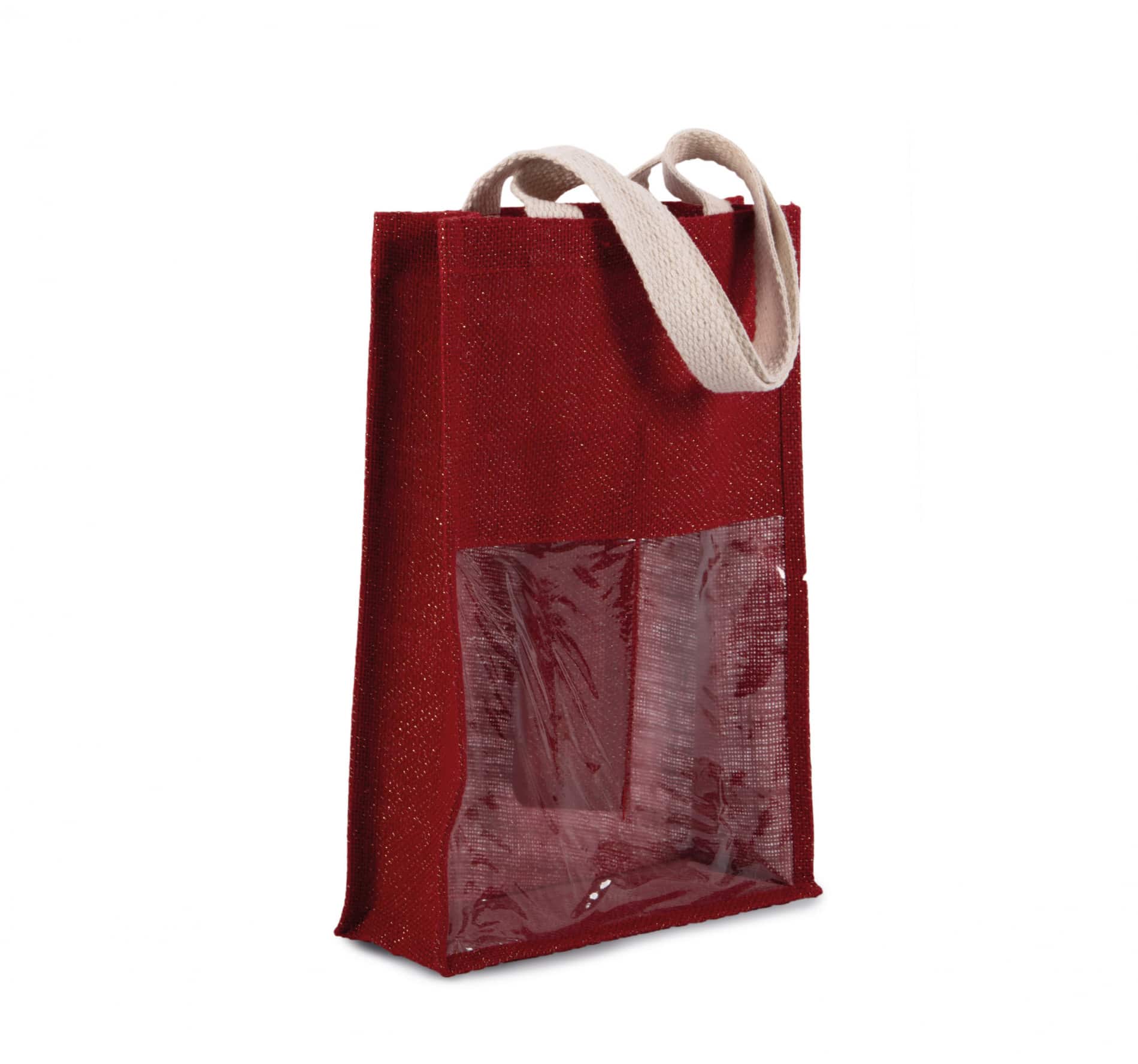 Jute-Flaschenbeutel - Black/Silver - Cherry/Gold - 2 Flaschen