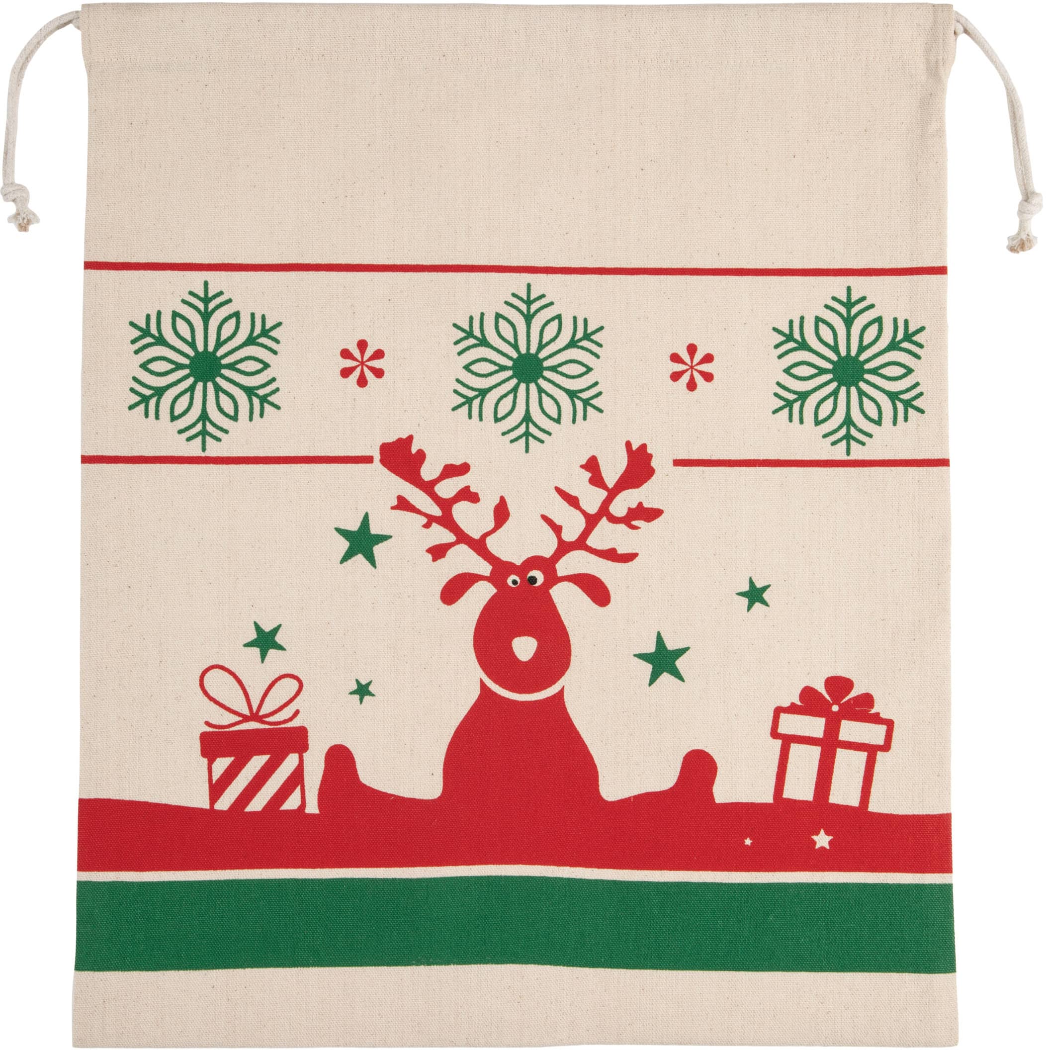 Tasche mit Kordel und Weihnachtsmotiven - Natural