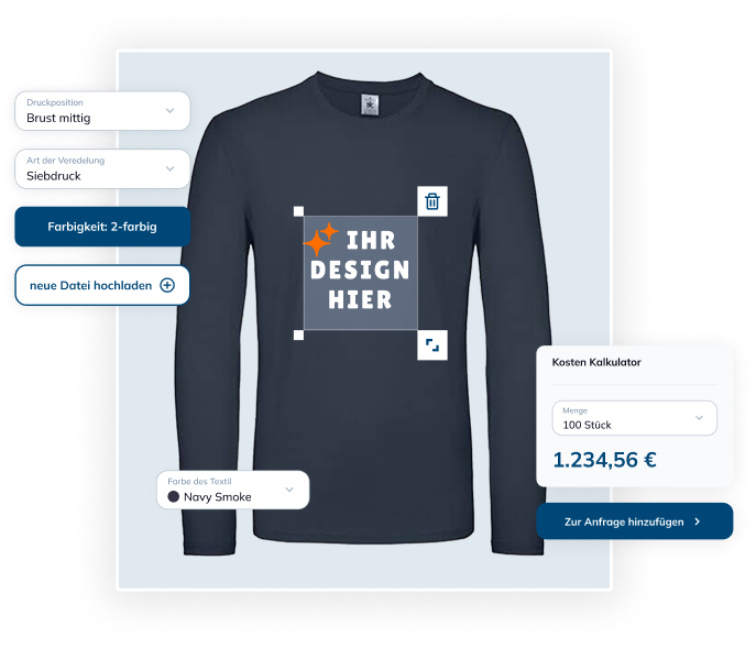 Longsleeves bedrucken Konfigurator
