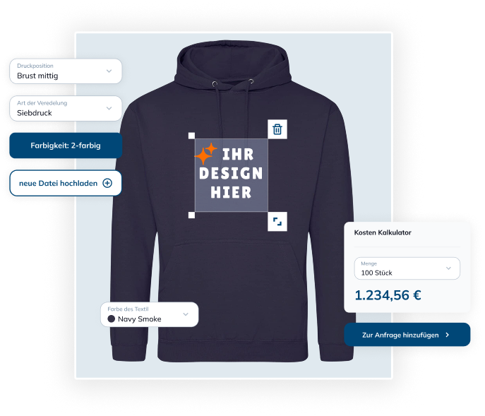 Hoodies bedrucken Konfigurator