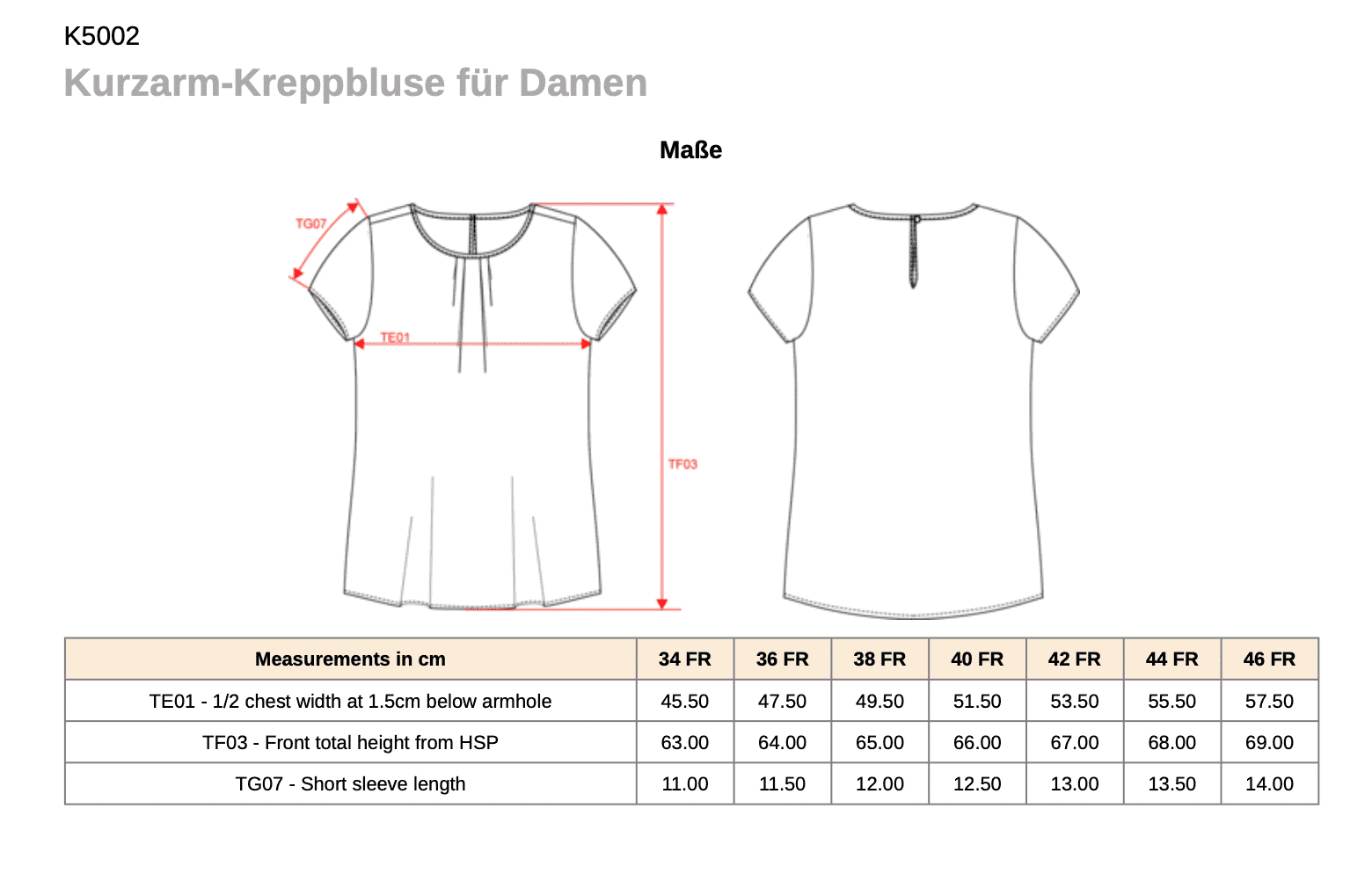 Kurzarm-Kreppbluse für Damen