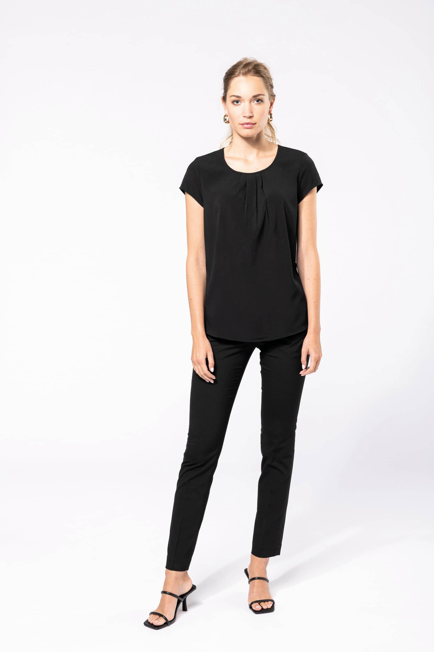 Kurzarm-Kreppbluse für Damen