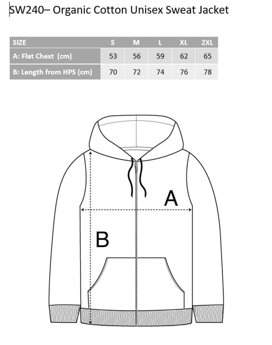 Organic Cotton Unisex Sweat Jacket