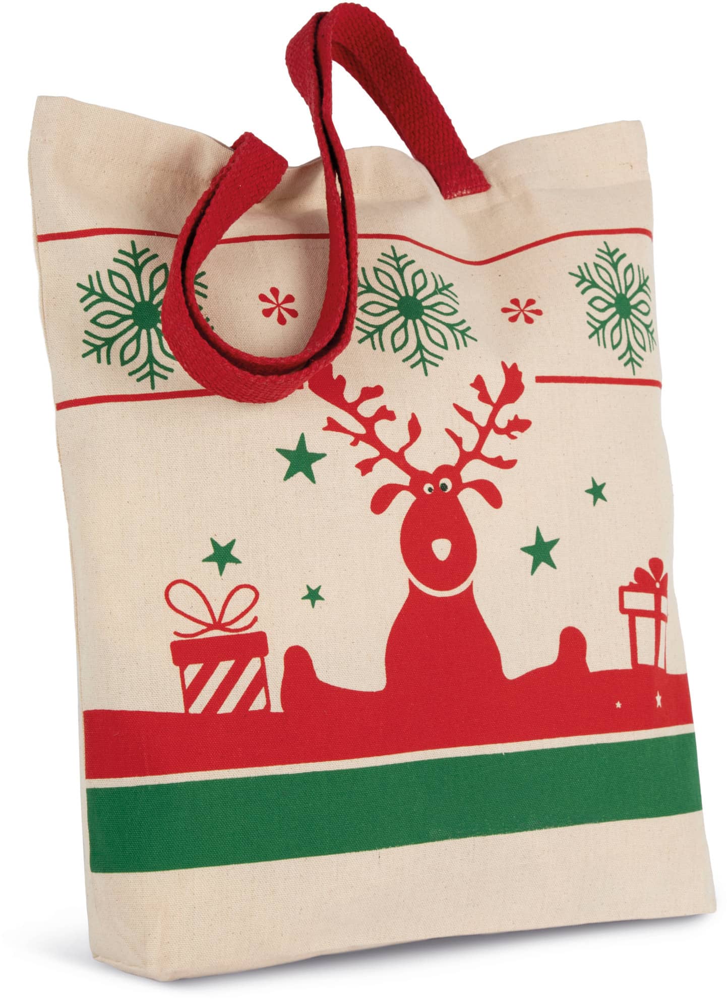 Einkaufstasche mit Weihnachtsmotiven - naturfarbend