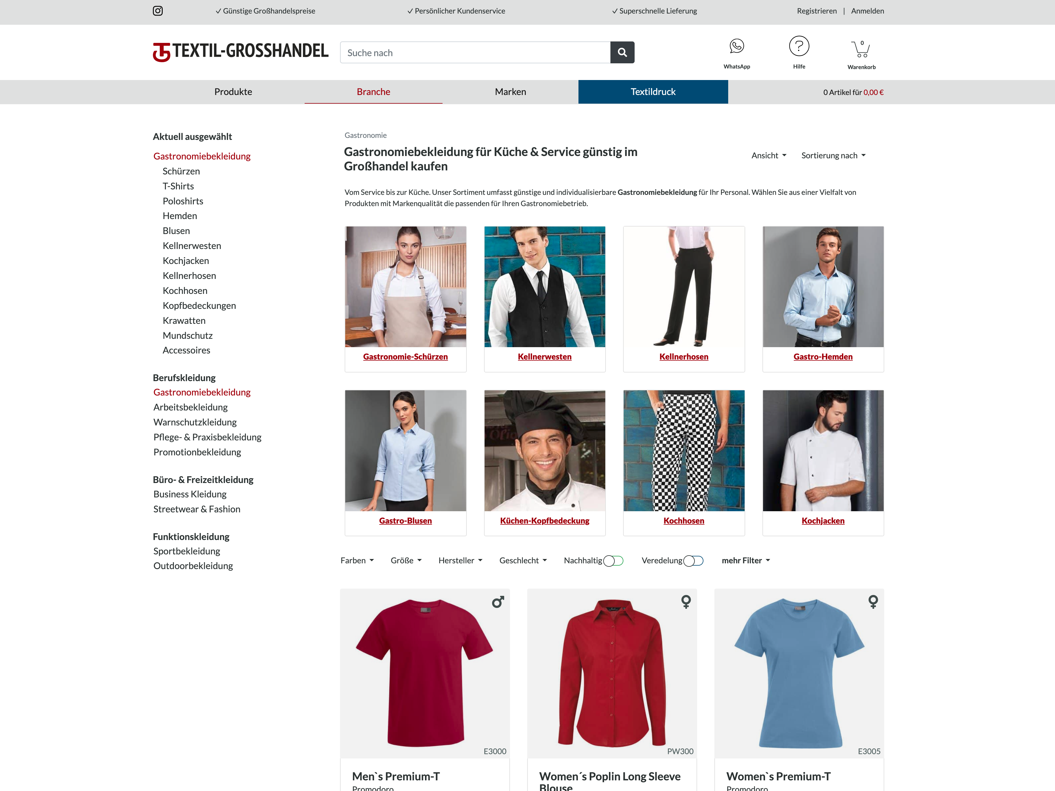 Besser kuratiertes Branchen-Sortiment – vorher