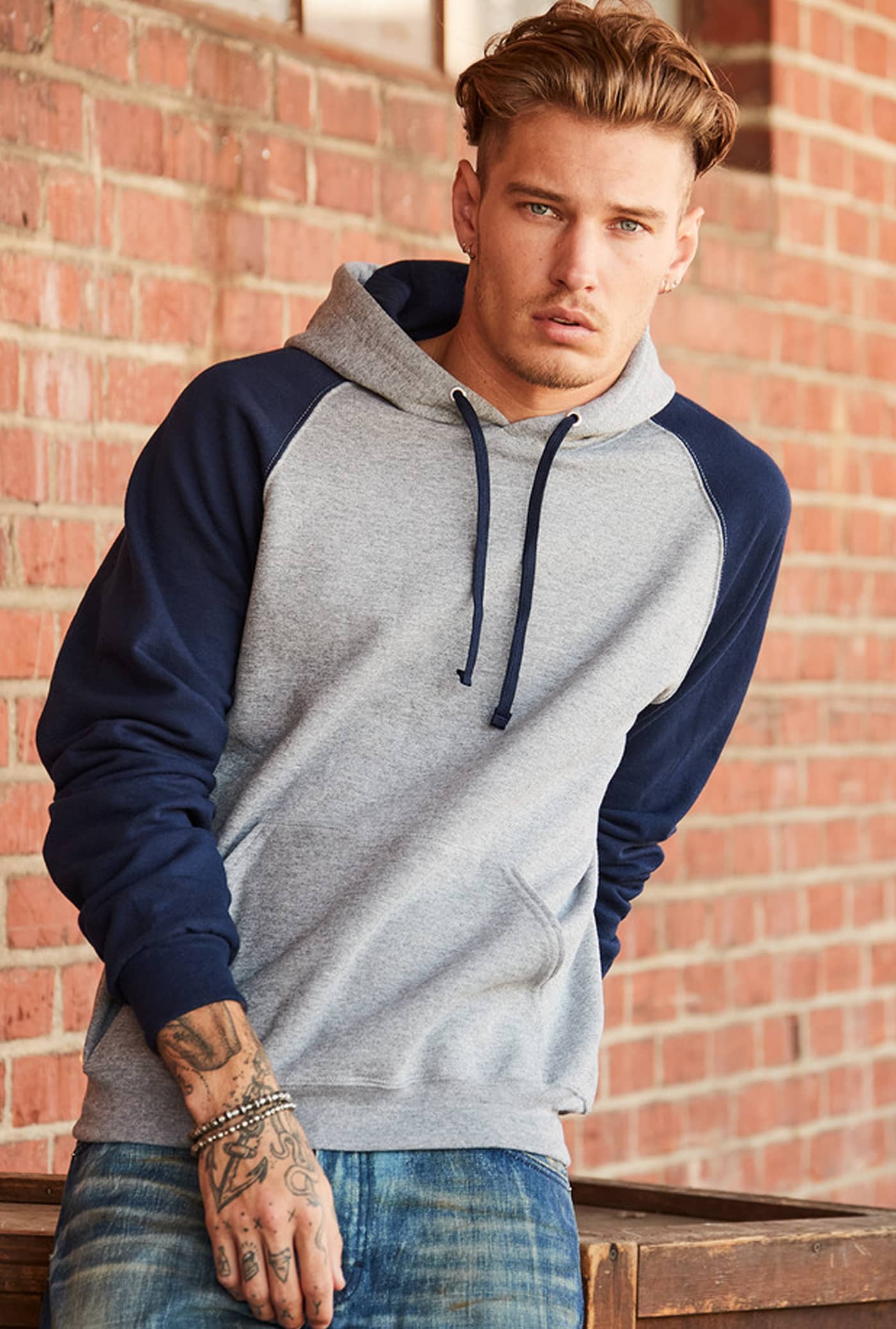 Nublend® Colour-Block Raglan Hooded Sweatshirt