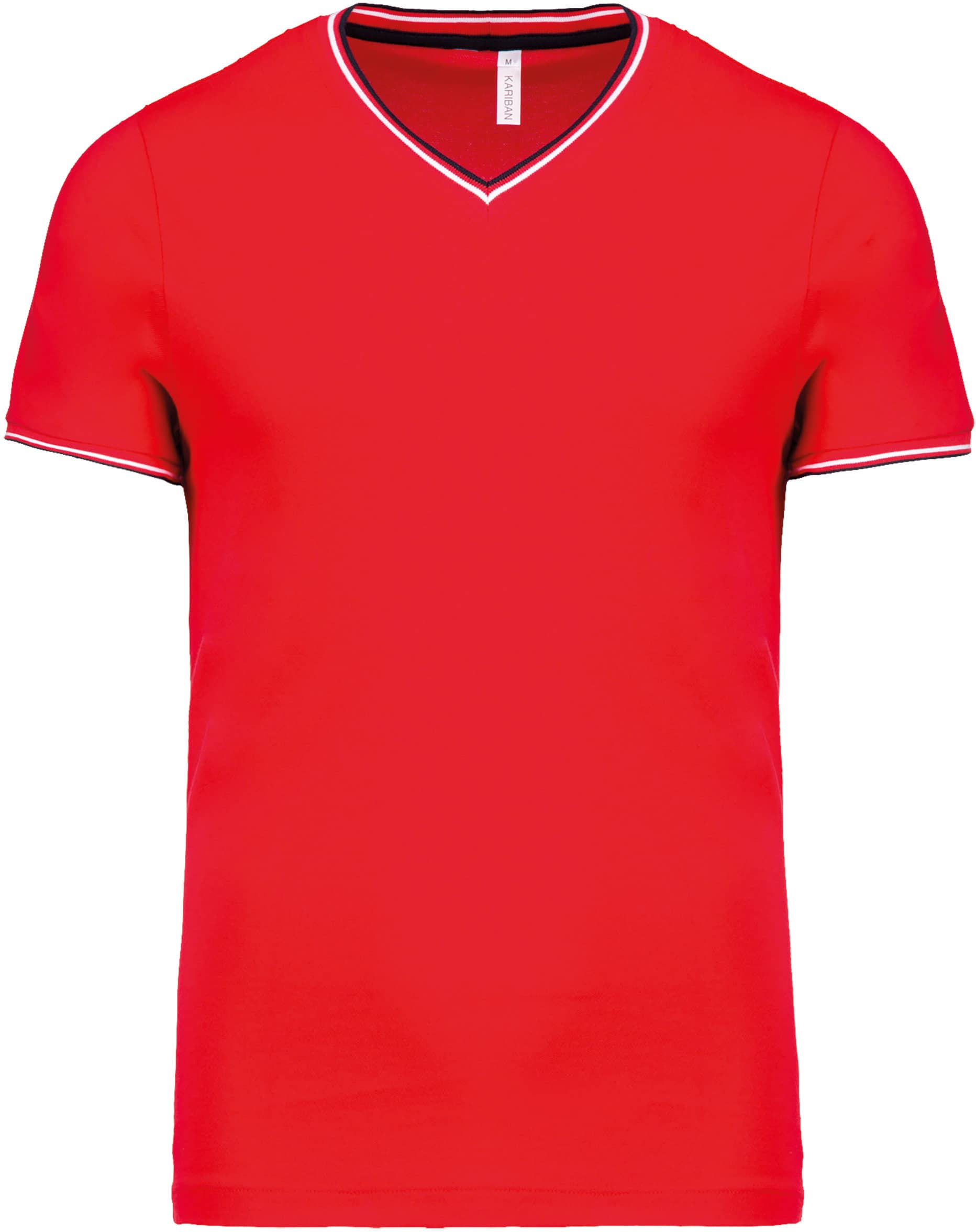 T-Shirt aus Piqué-Trikot mit V-Ausschnitt für Herren