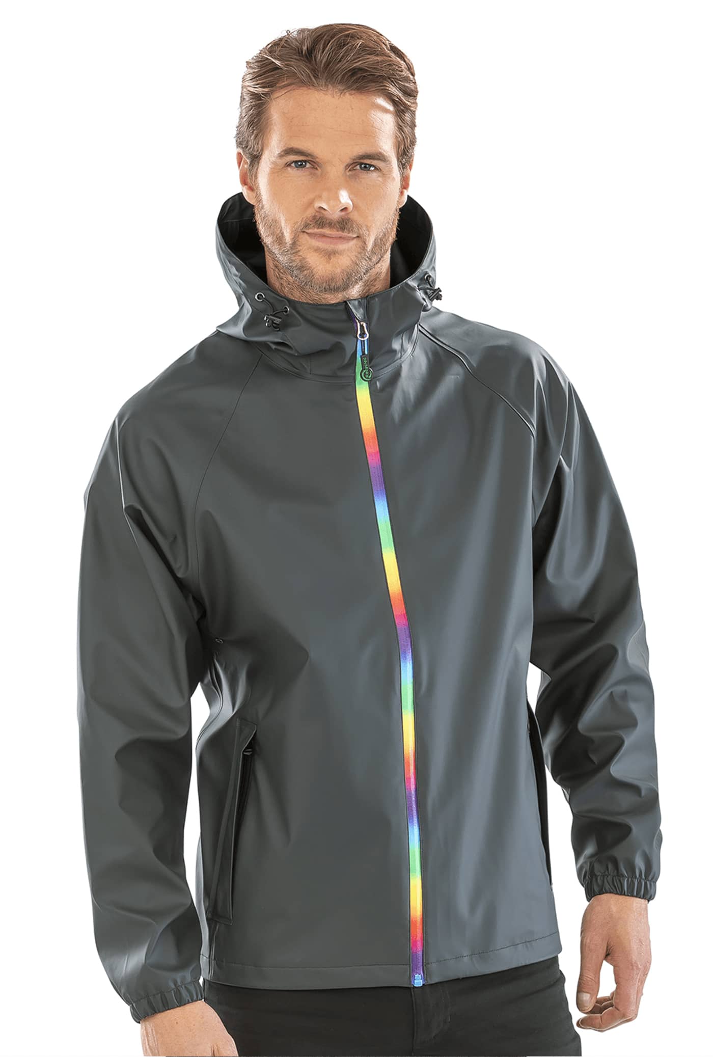 Rainbow Prism PU Waterproof Jacket With Recycled Backing
