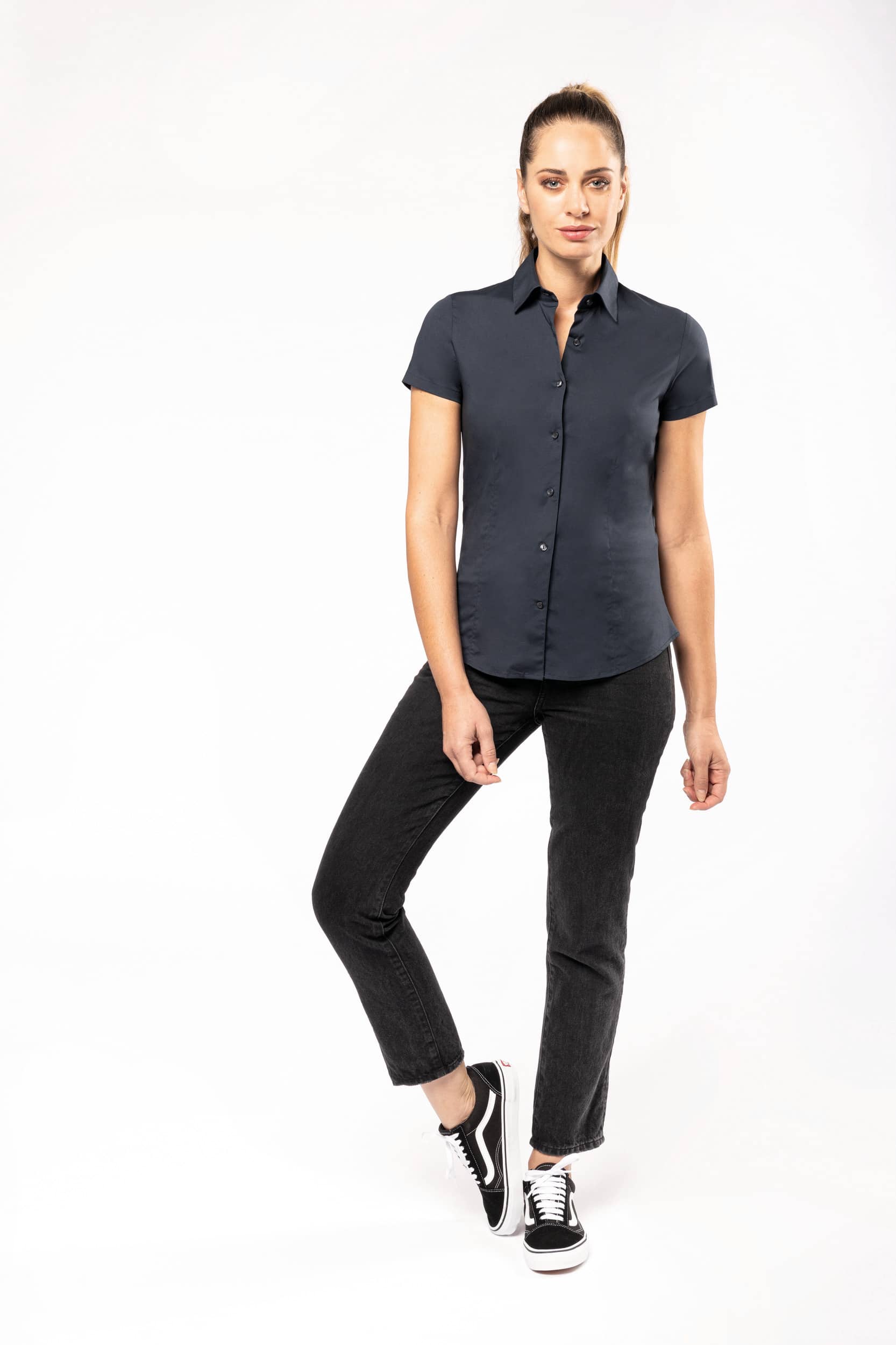 Damen Stretchbluse Kurzarm