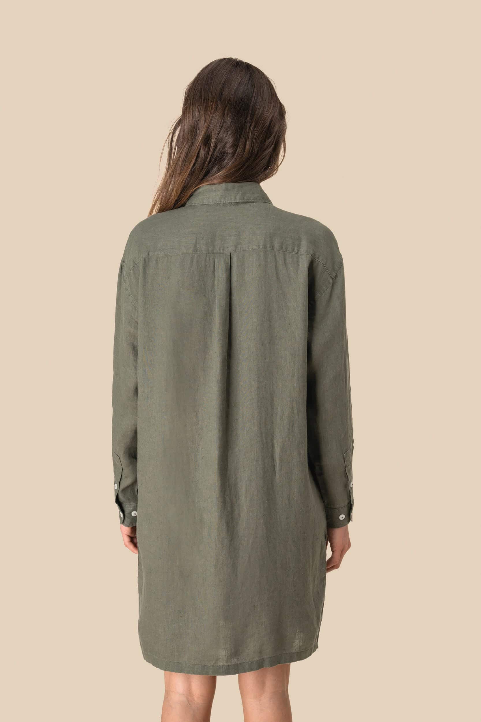 Hemdblusenkleid aus Leinen für Damen