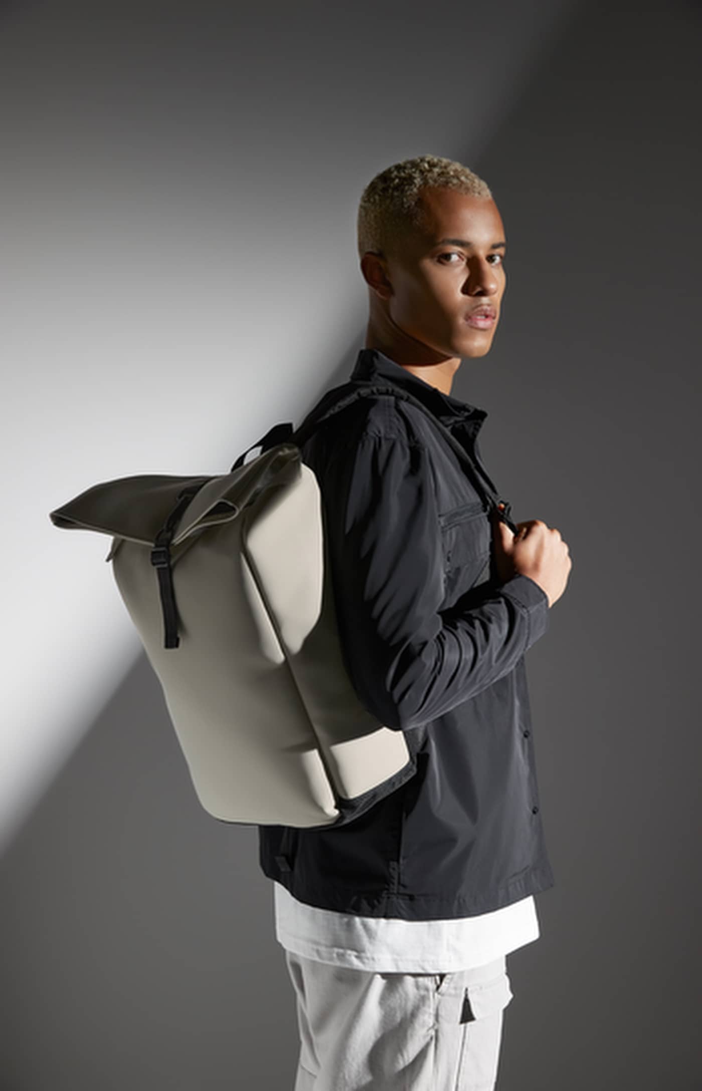 Matte PU Roll-Top Backpack