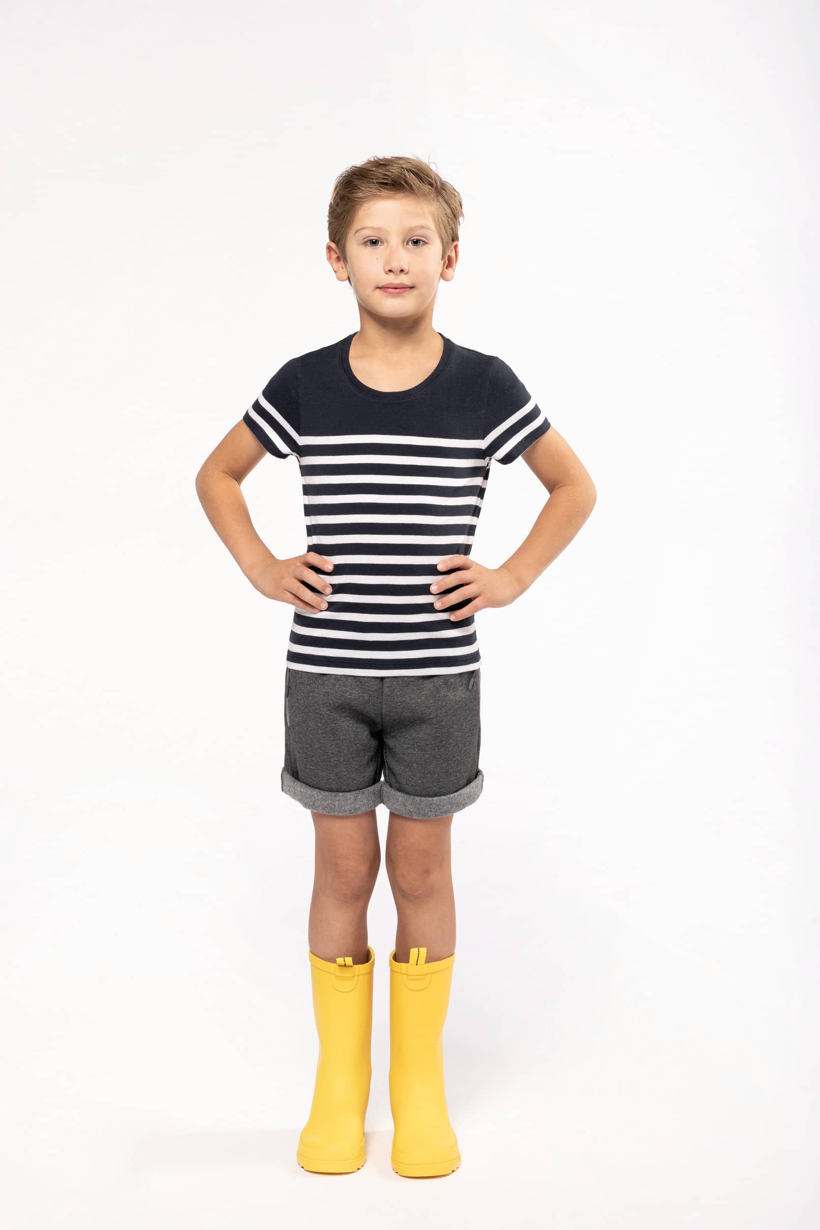 T-Shirt im Marine-Stil mit Rundhalsausschnitt Bio Kinder