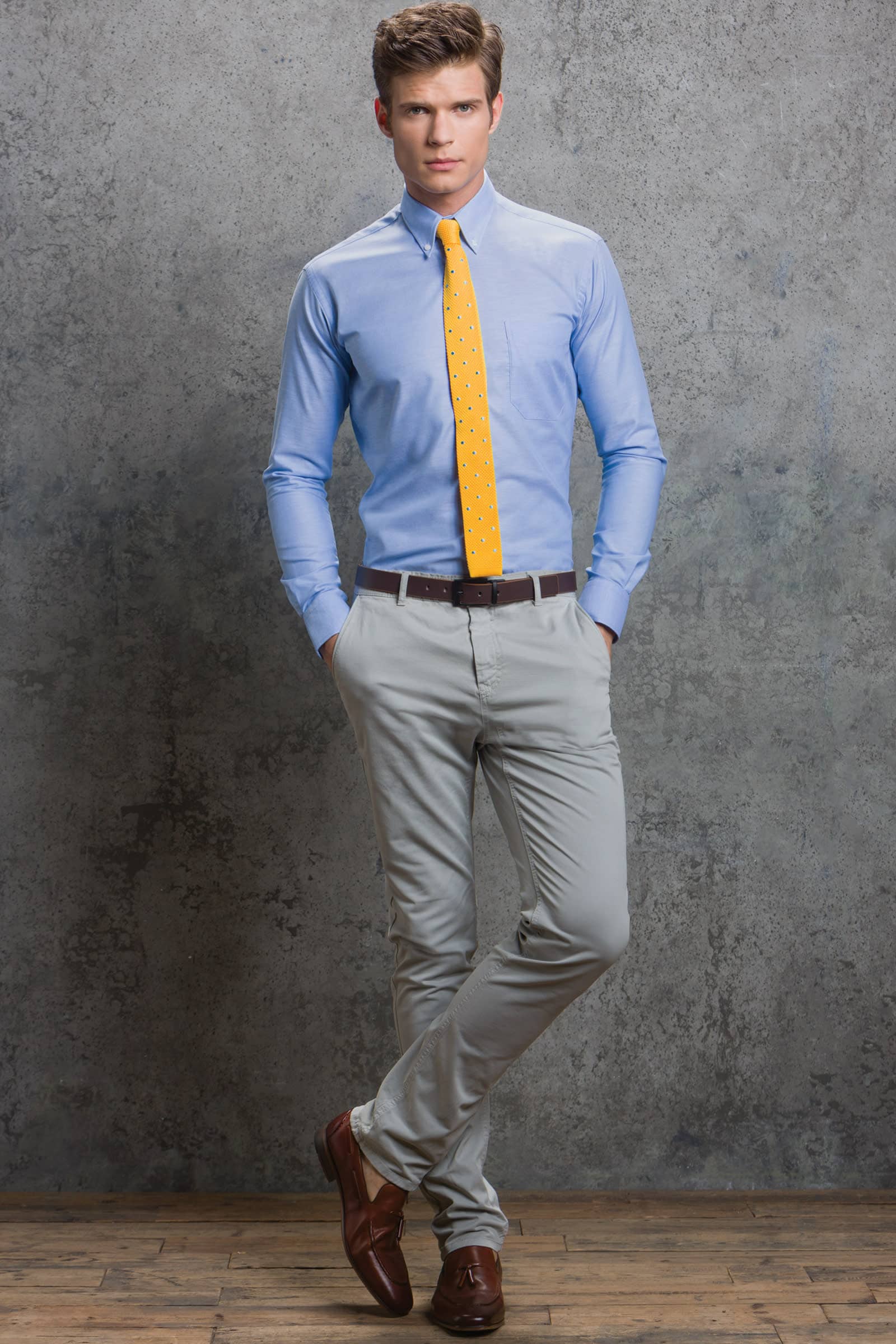 Men`s Slim Fit Workwear Oxford Shirt Long Sleeve