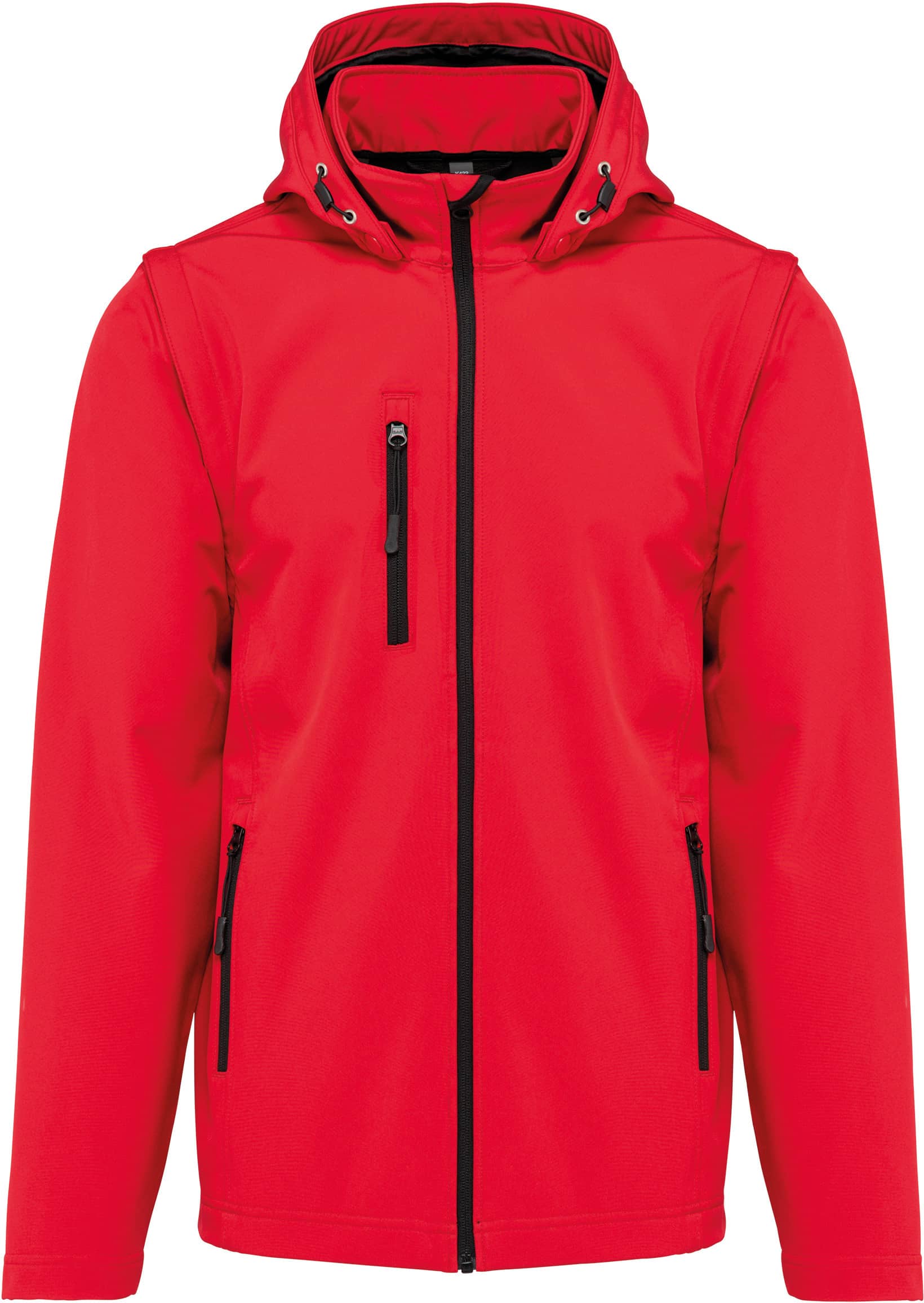 3-lagige Unisex-Softshell-Jacke mit Kapuze und abnehmbaren Ärmeln
