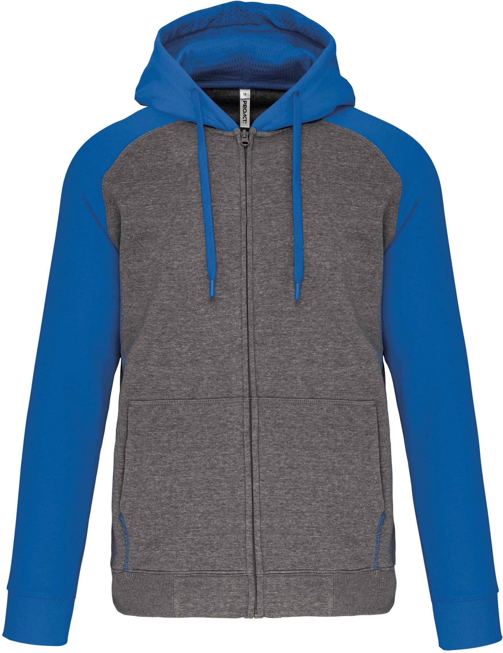 Zweifarbige Unisex-Fleecejacke mit Reißverschluss und Kapuze