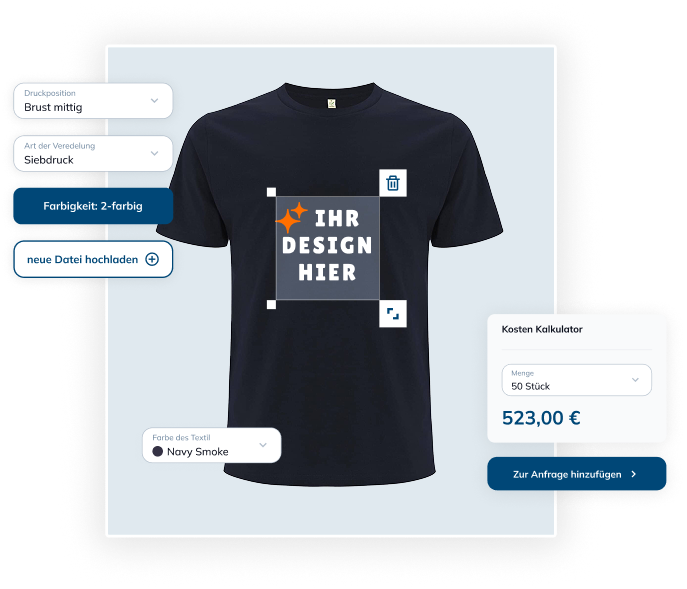 T-Shirts während der Textildruckkonfiguration