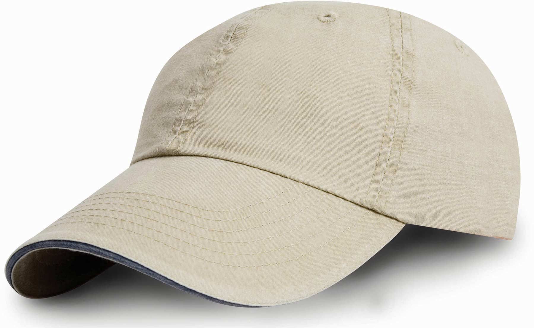 Washed Fine Line Cotton Cap With Sandwich Peak