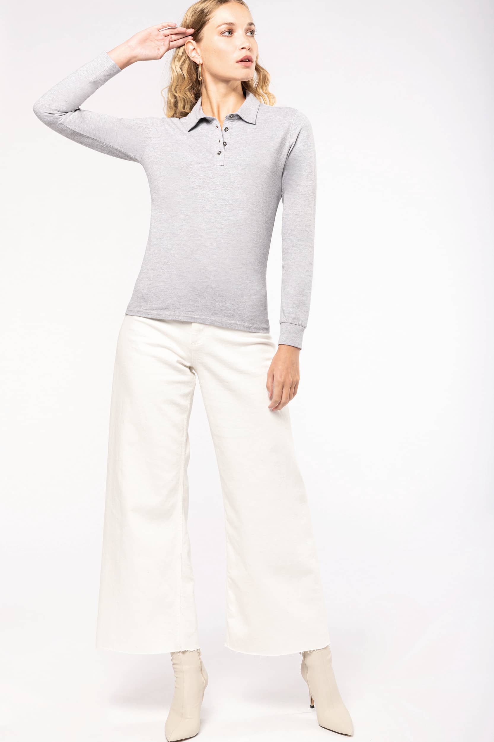 Langarm-Polohemd für Damen aus Jersey