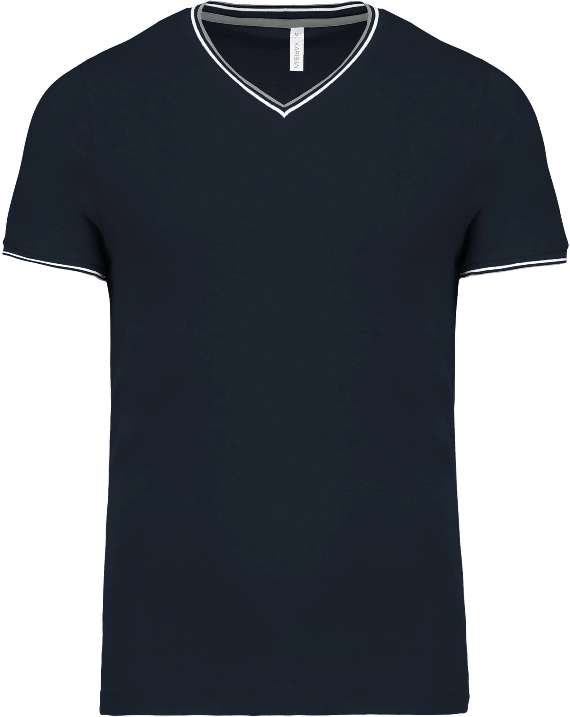 T-Shirt aus Piqué-Trikot mit V-Ausschnitt für Herren