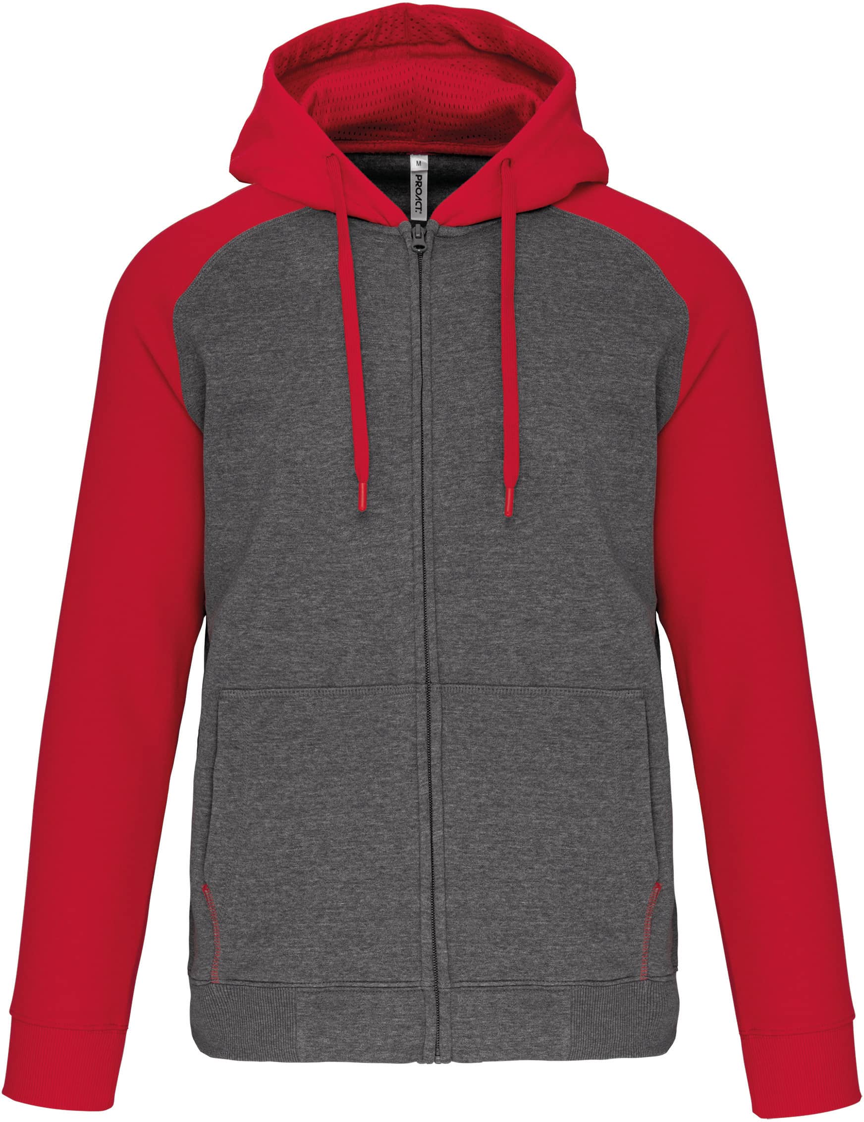 Zweifarbige Unisex-Fleecejacke mit Reißverschluss und Kapuze