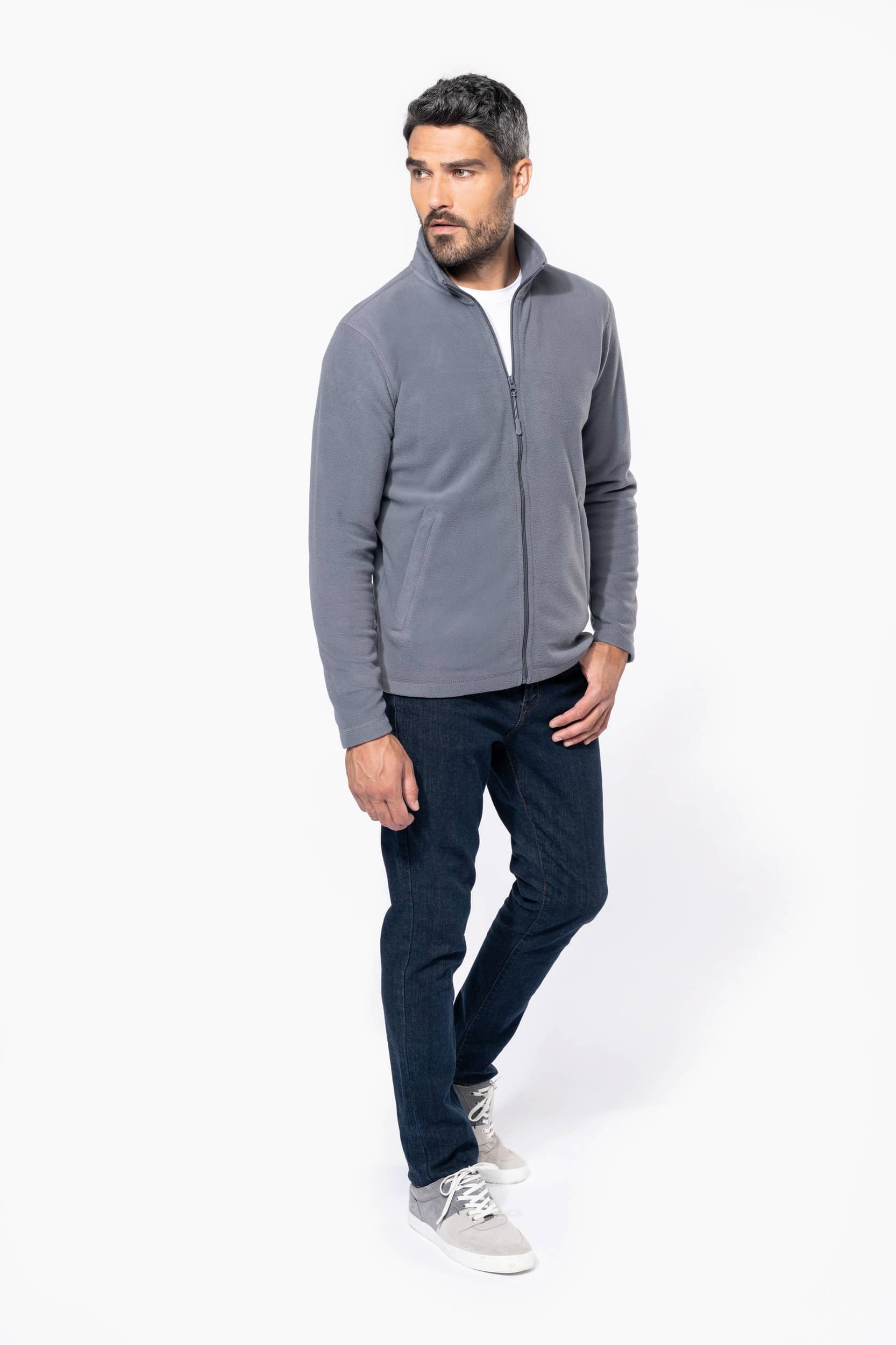 Mikrofleece-Jacke durchgehender Reißverschluss