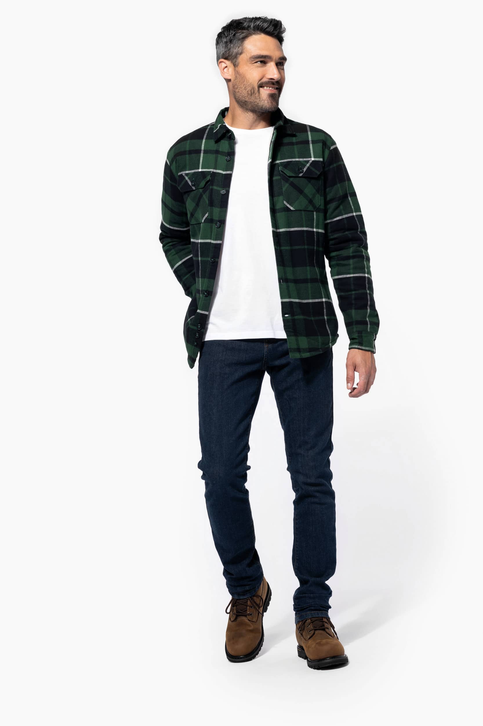 Karo-Hemdjacke mit Sherpa-Futter