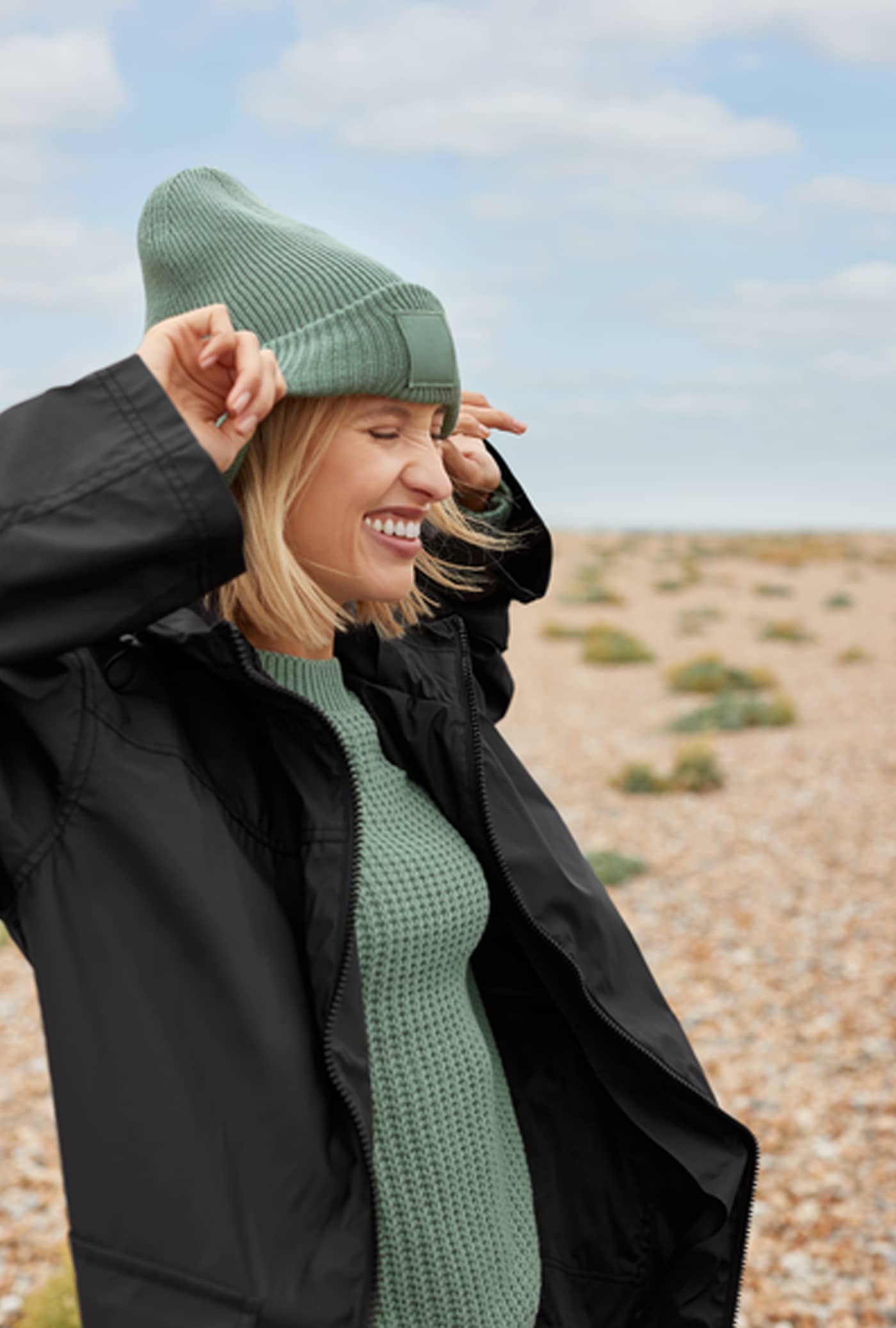 Deep Cuffed Tonal Patch Beanie