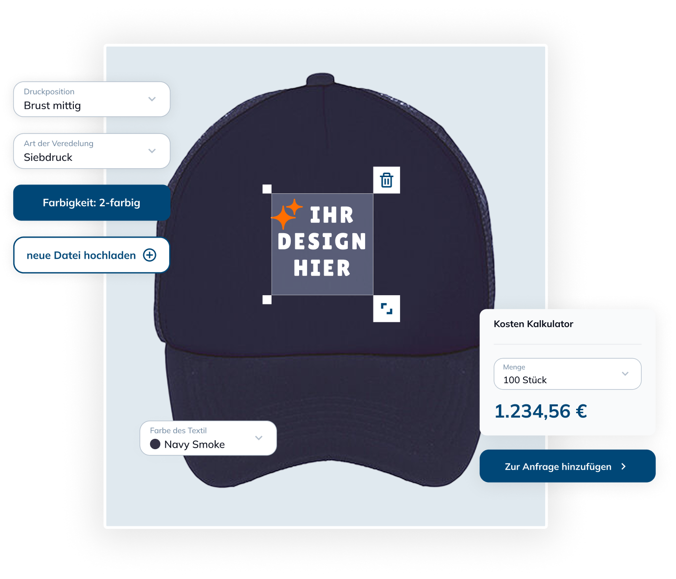 Caps besticken Konfigurator