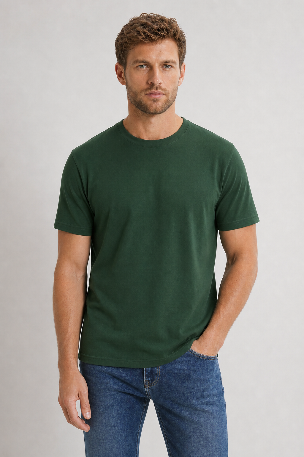 Klassischer Rundhals-Ausschnitt T-Shirt